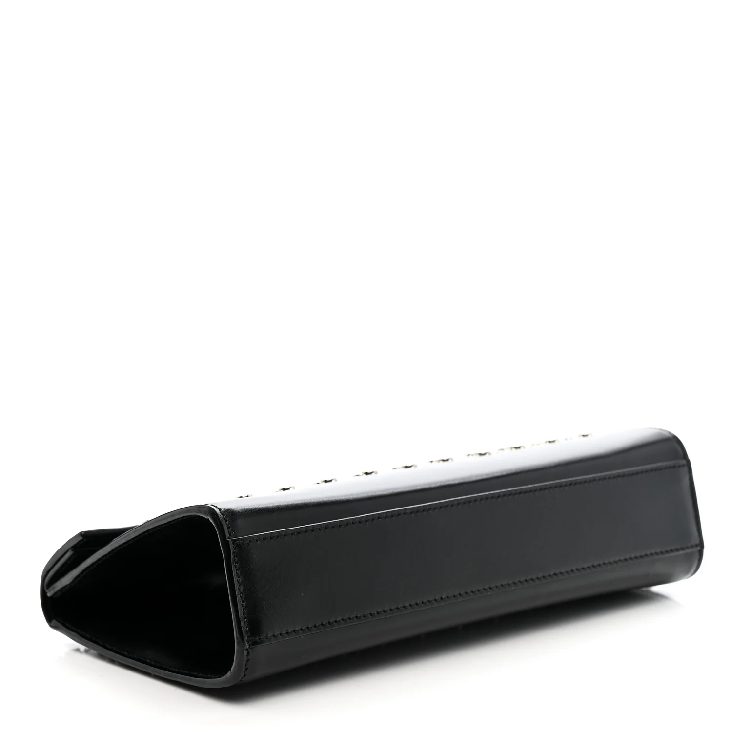 Calfskin Studded Foldover Clutch Black - Image 5