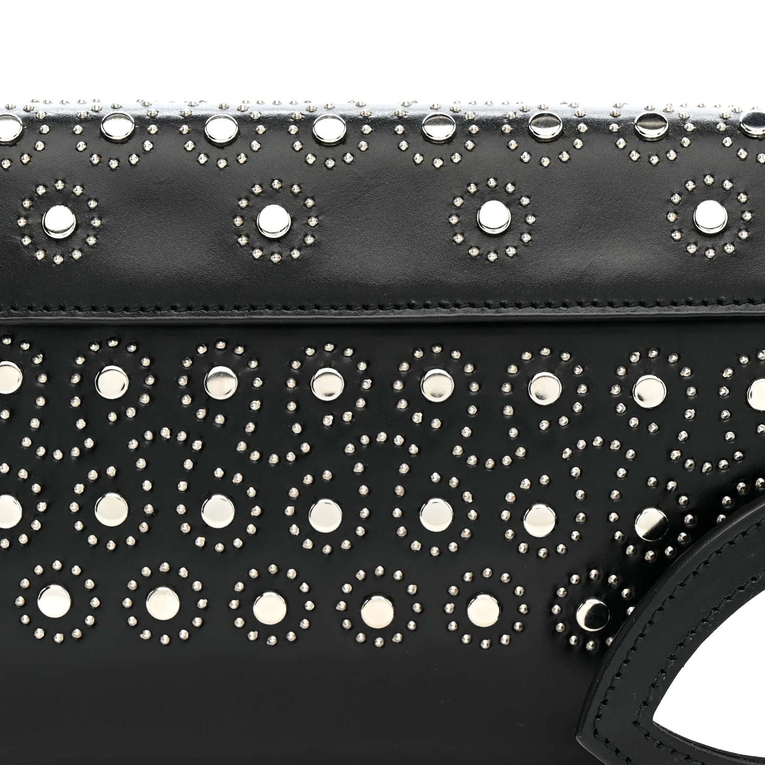 Calfskin Studded Foldover Clutch Black - Image 8