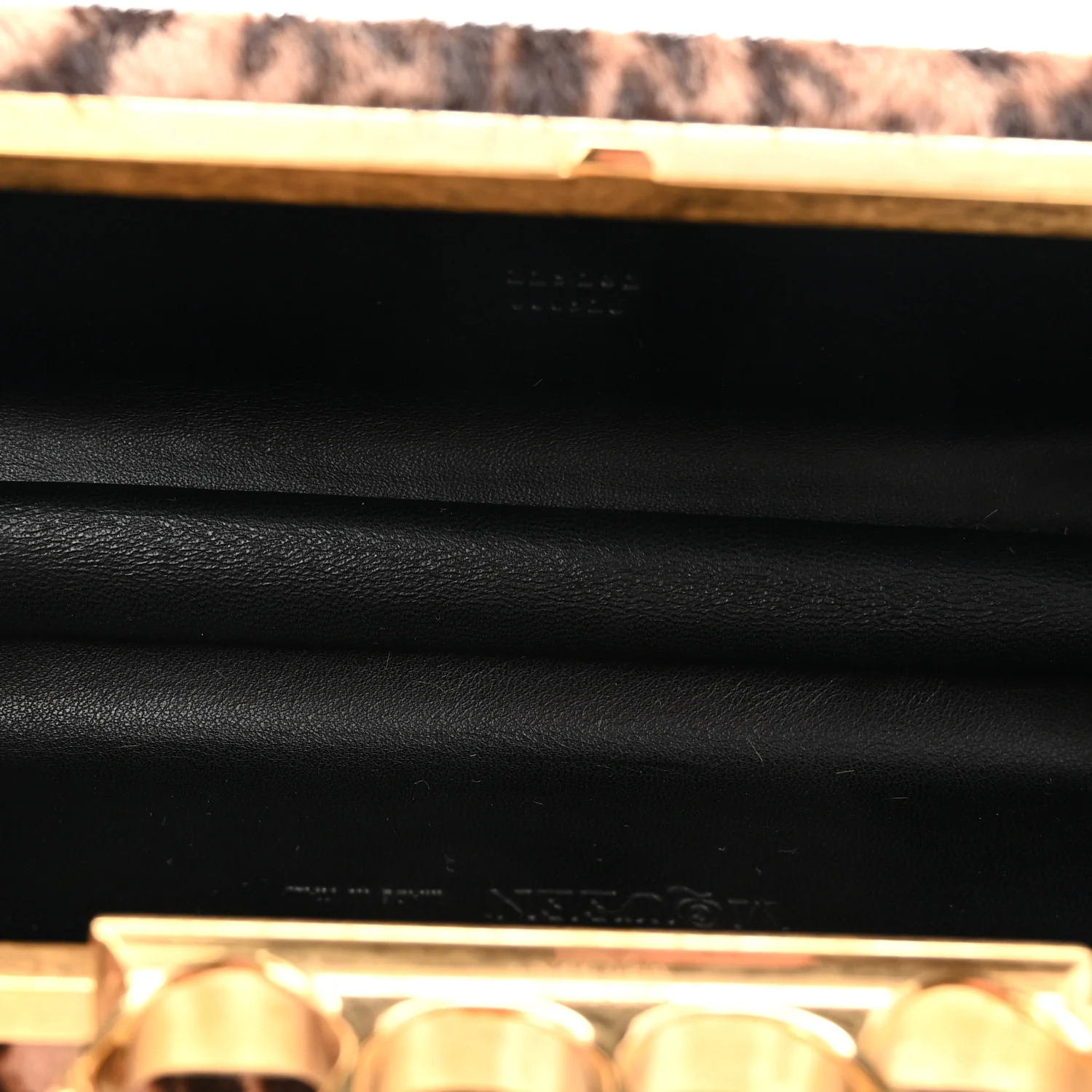 Calf Hair Leopard Print Knuckle Box Clutch Brown Black - Image 5