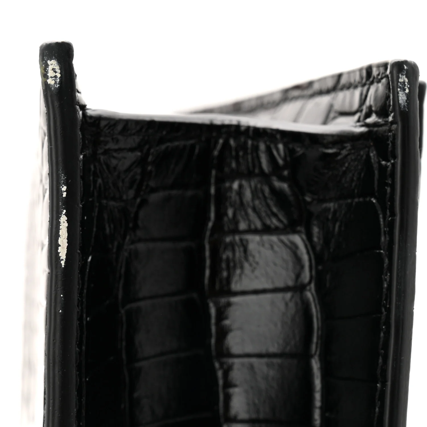 Calfskin Crocodile Embossed Skull Medium Shoulder Bag Black - Image 10