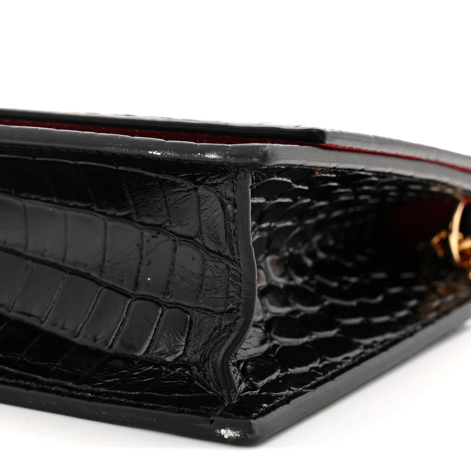 Calfskin Crocodile Embossed Skull Medium Shoulder Bag Black - Image 9