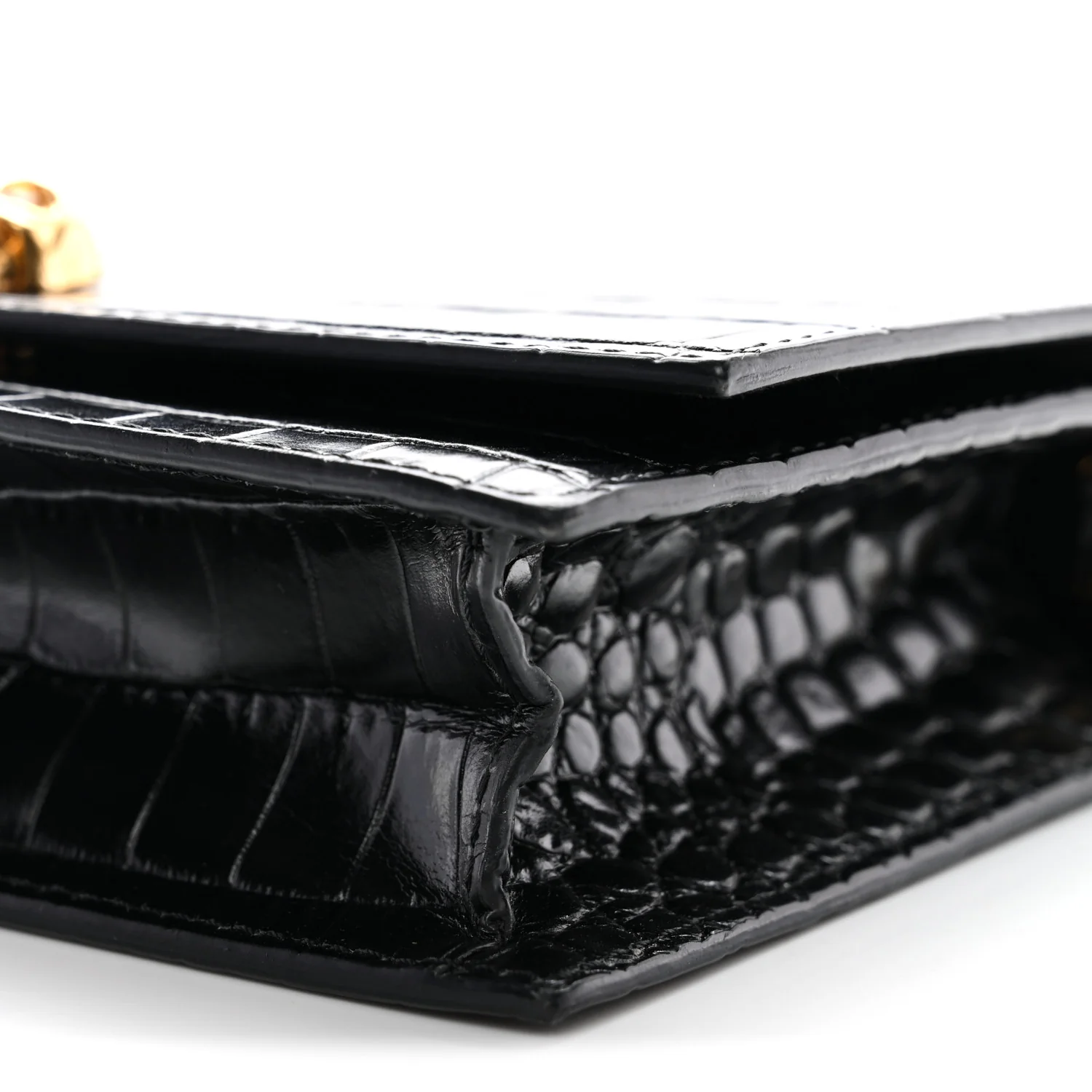 Calfskin Crocodile Embossed Skull Mini Crossbody Bag Black - Image 9