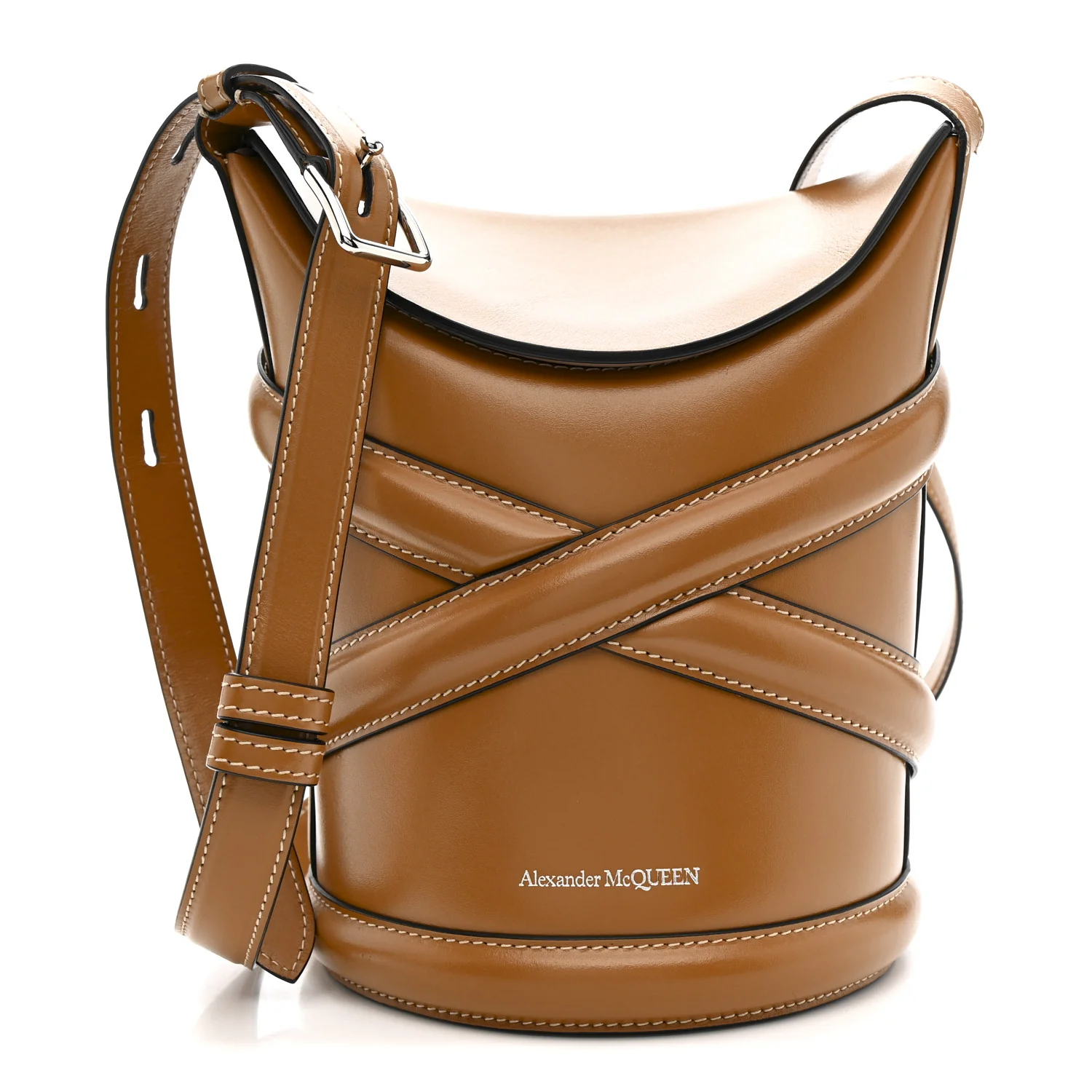 Calfskin Mini Curve Bucket Bag Tan