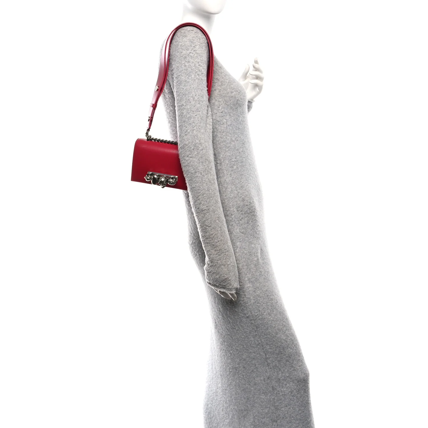 Calfskin Mini Jeweled Knuckle Satchel Lipstick - Image 2