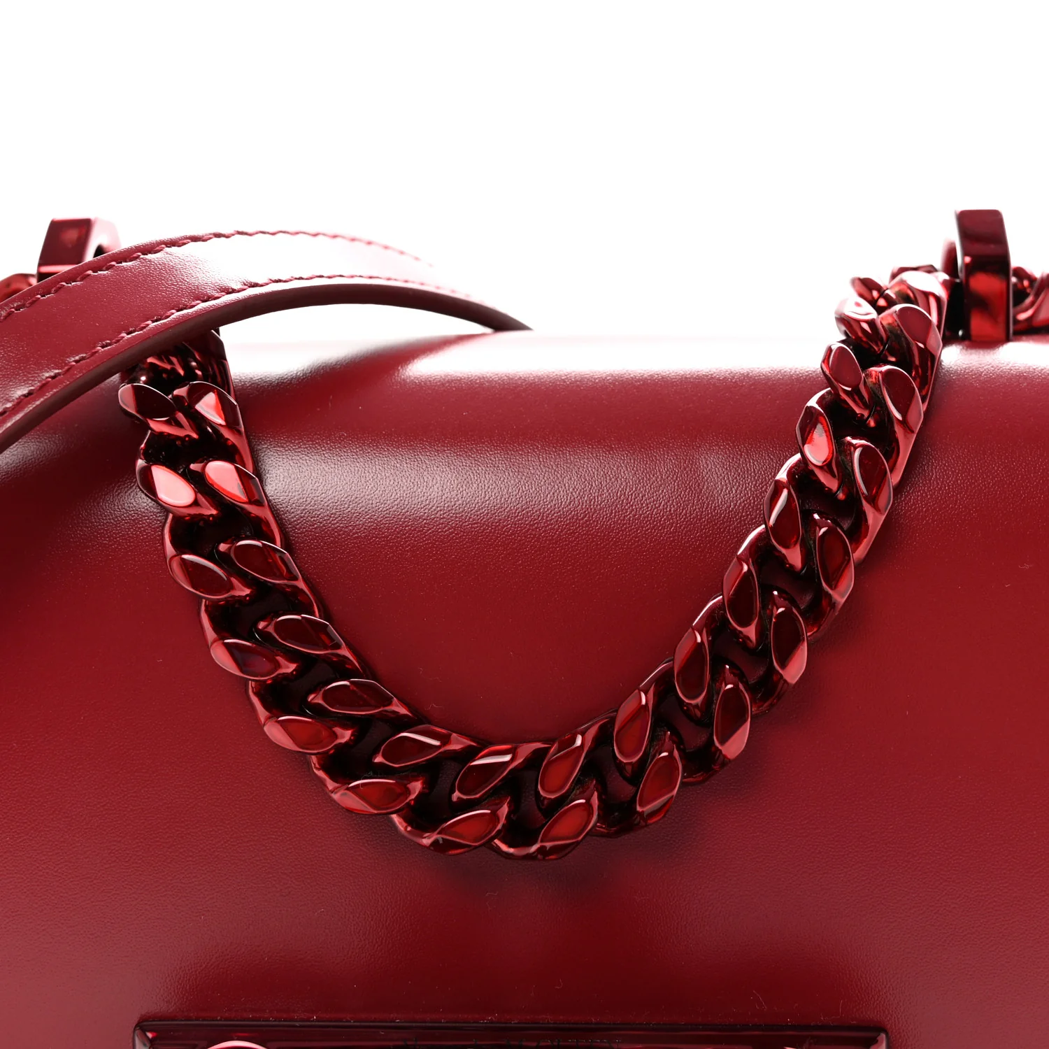 Calfskin Mini Jeweled Knuckle Satchel Red - Image 7