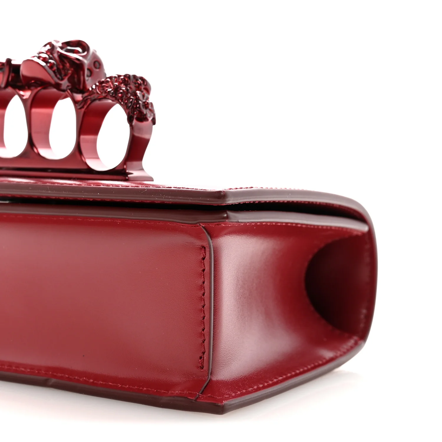 Calfskin Mini Jeweled Knuckle Satchel Red - Image 9