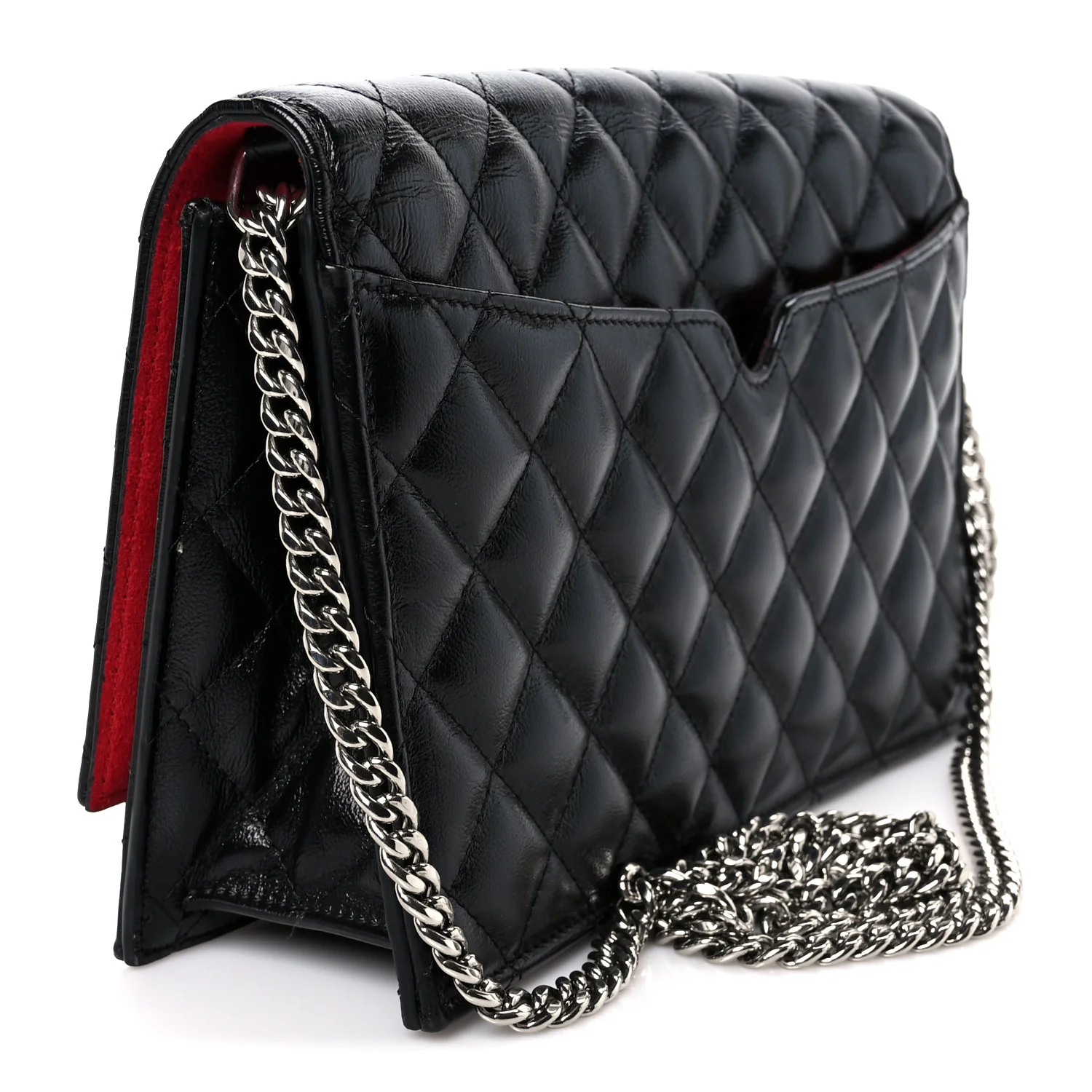 Calfskin Quilted Medium Skull Chain Crossbody Bag Black - Image 3
