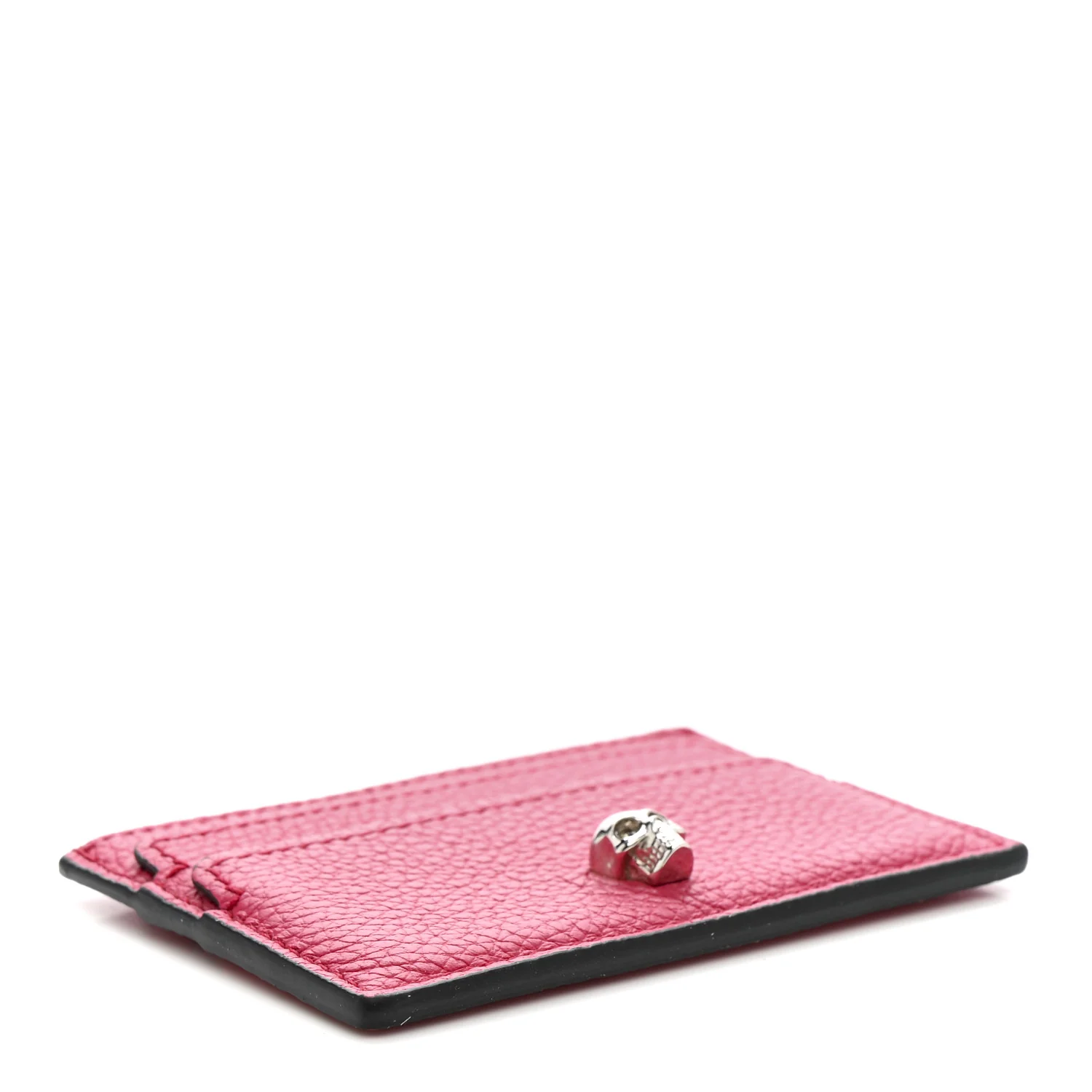 Calfskin Skull Card Holder Pink - Image 4