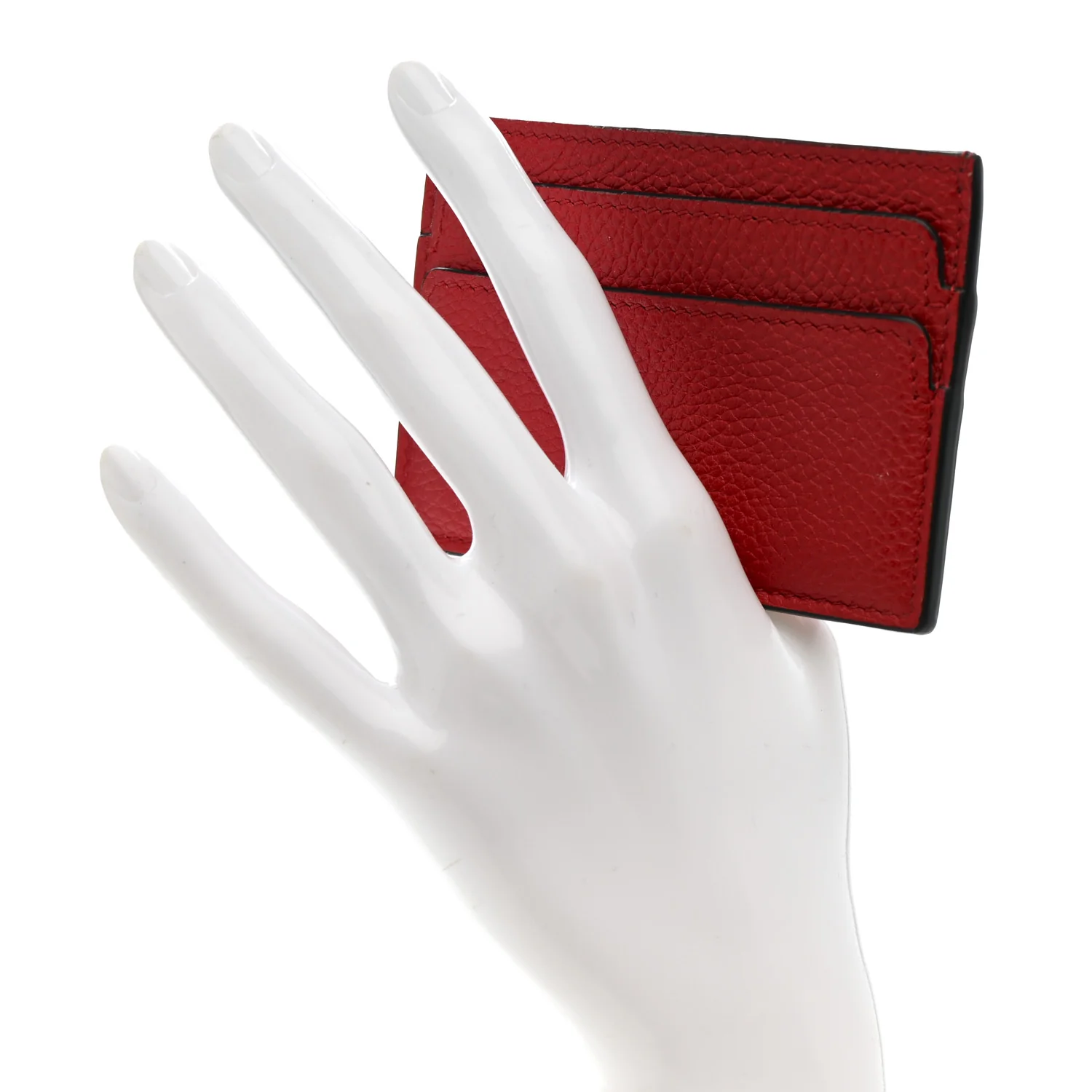 Calfskin Skull Card Holder Scarlet Red - Image 2