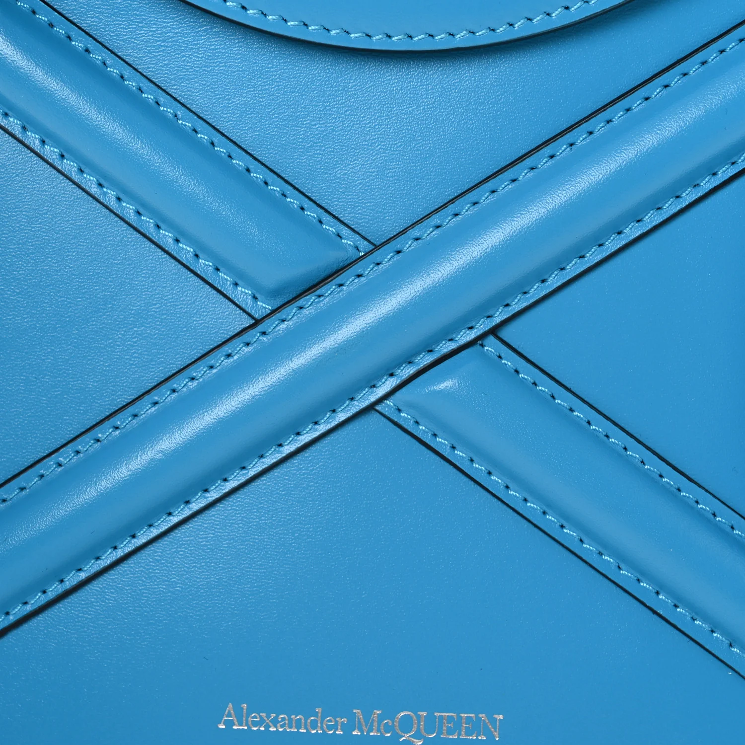 Calfskin The Curve Micro Crossbody Pouch Bag Blue - Image 8