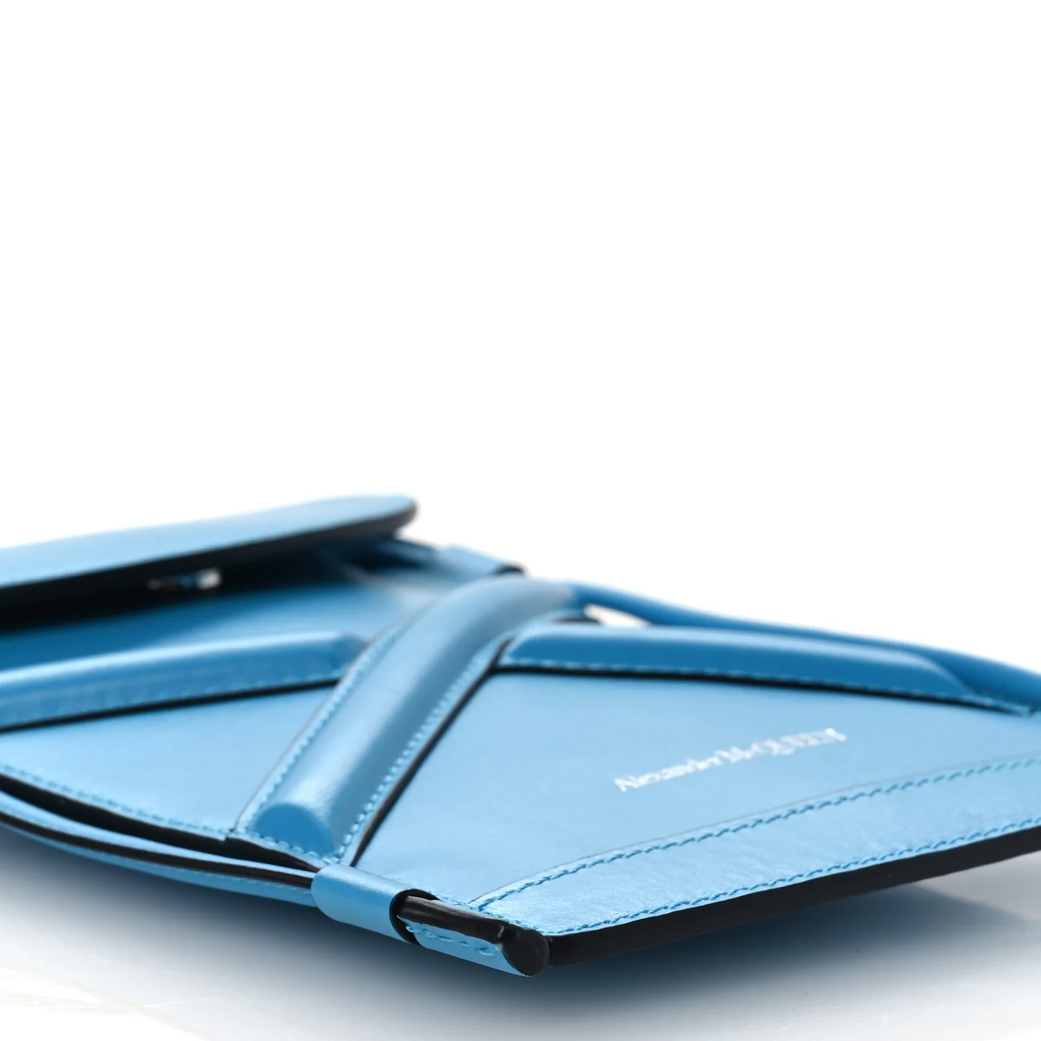 Calfskin The Curve Micro Crossbody Pouch Bag Blue - Image 9