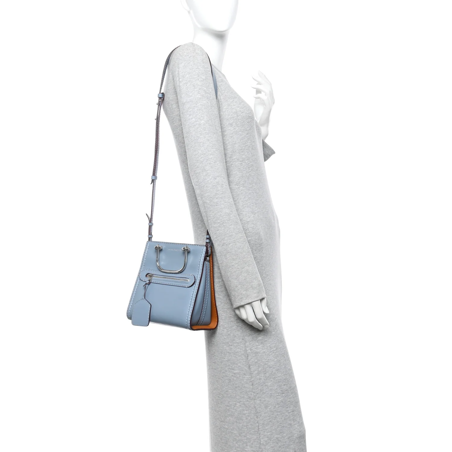 Calfskin The Short Story Shoulder Bag Blue Brown - Image 2