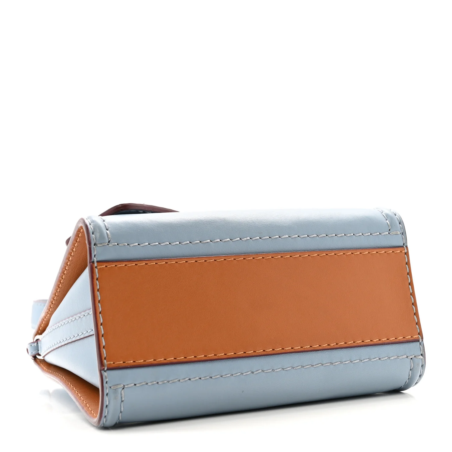 Calfskin The Short Story Shoulder Bag Blue Brown - Image 4