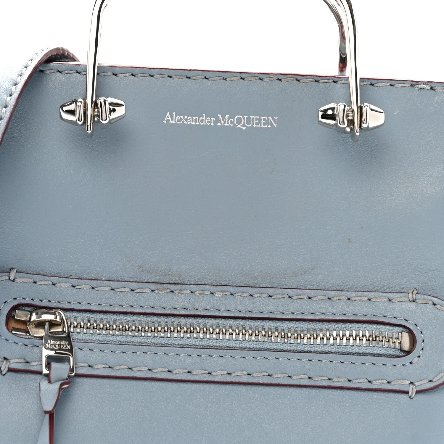 Calfskin The Short Story Shoulder Bag Blue Brown - Image 7