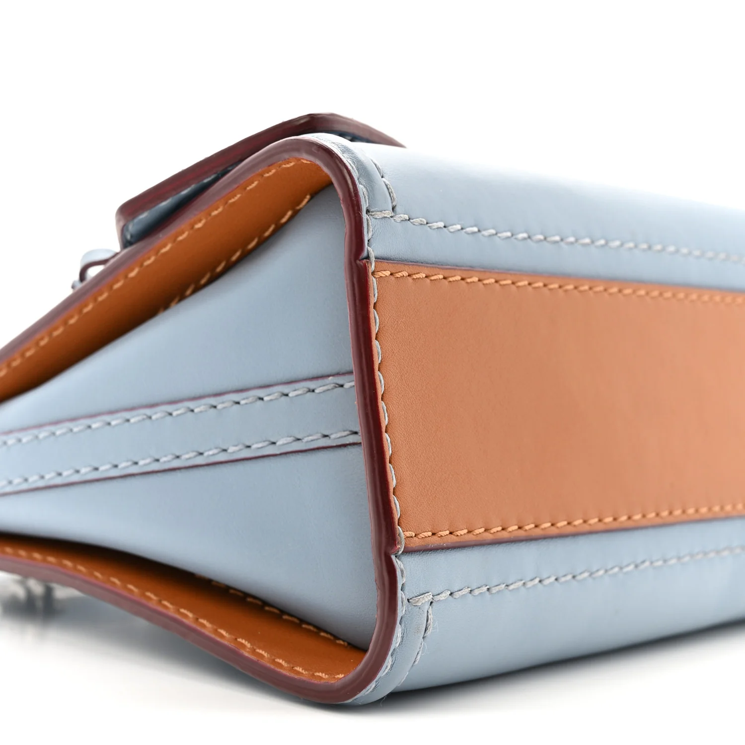 Calfskin The Short Story Shoulder Bag Blue Brown - Image 8
