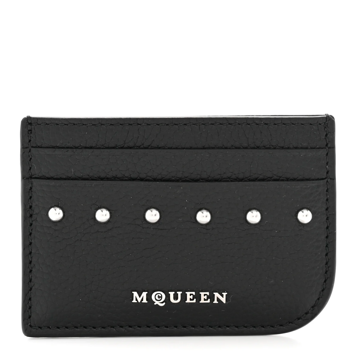 Grained Calfskin Sling Stud Card Holder Black