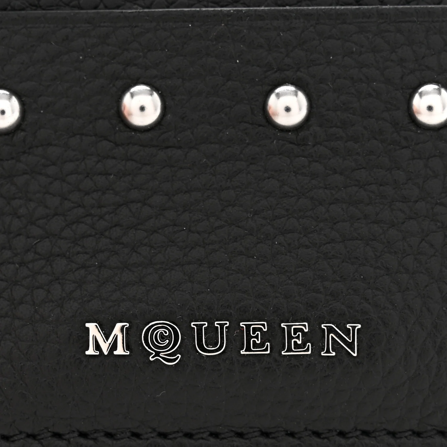 Grained Calfskin Sling Stud Card Holder Black - Image 9
