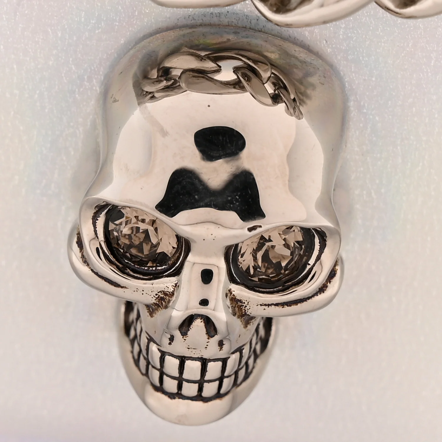 Iridescent Calfskin Skull Crossbody Silver - Image 10