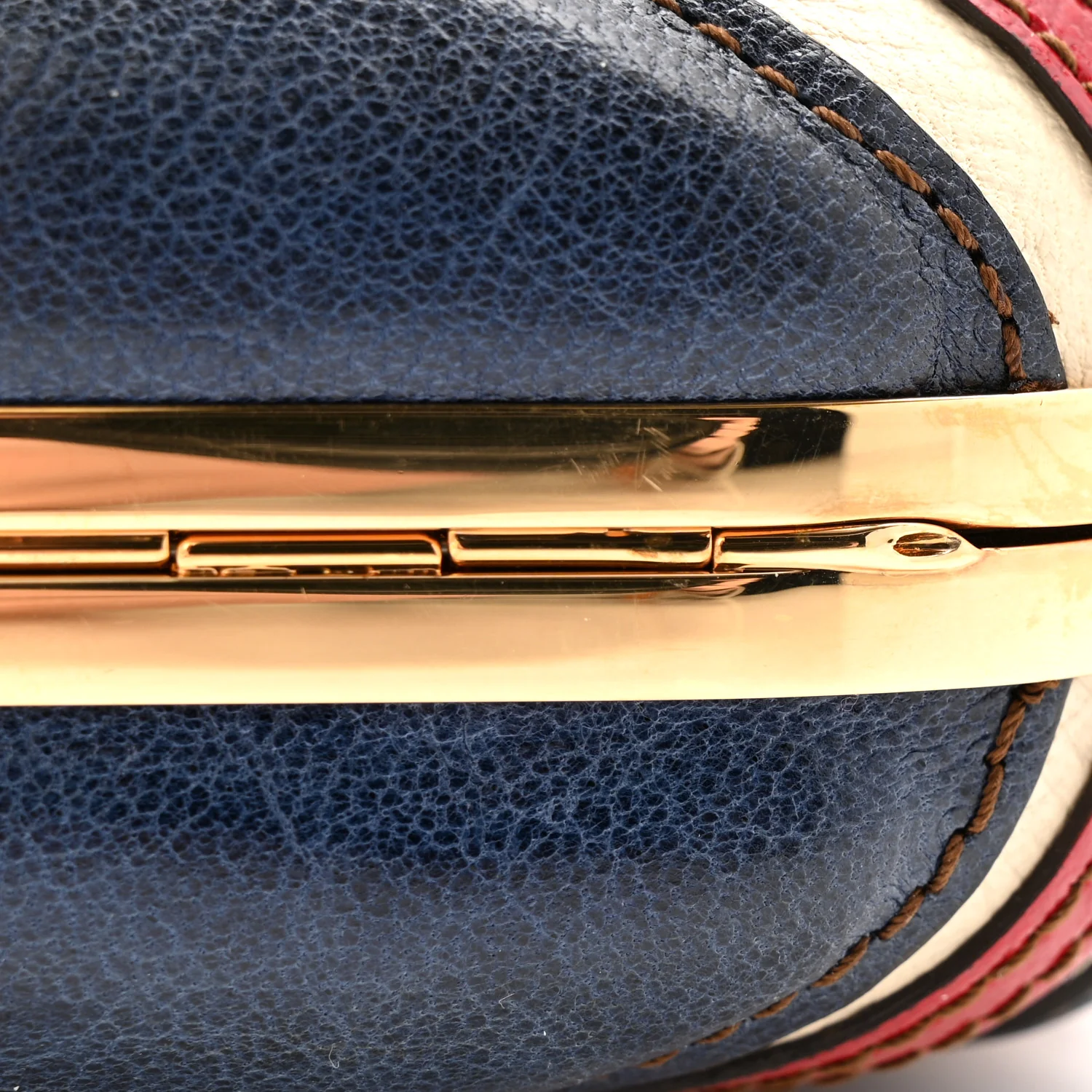 Patent Calfskin Britannia Skull Box Clutch Red Blue - Image 8