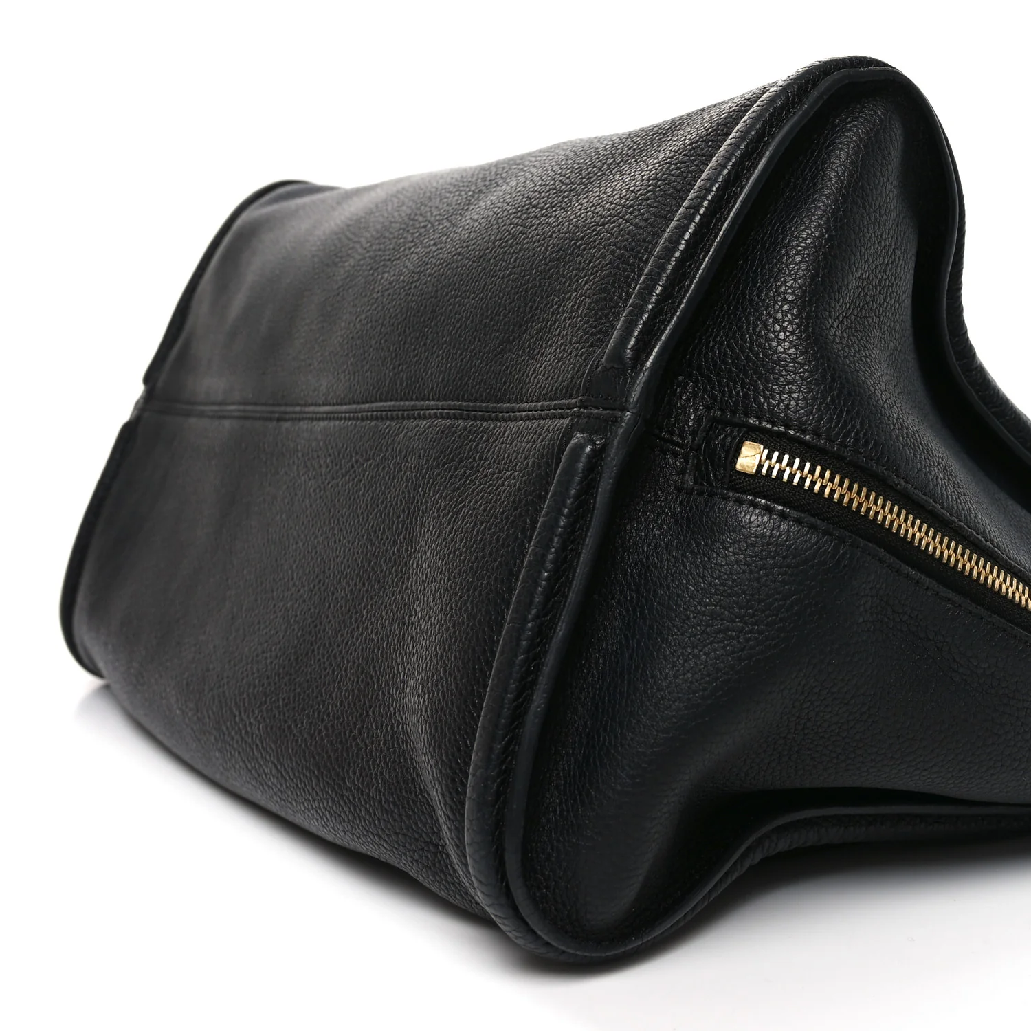 Pebbled Calfskin Large Skull Padlock Zip Around Tote Black - Image 10