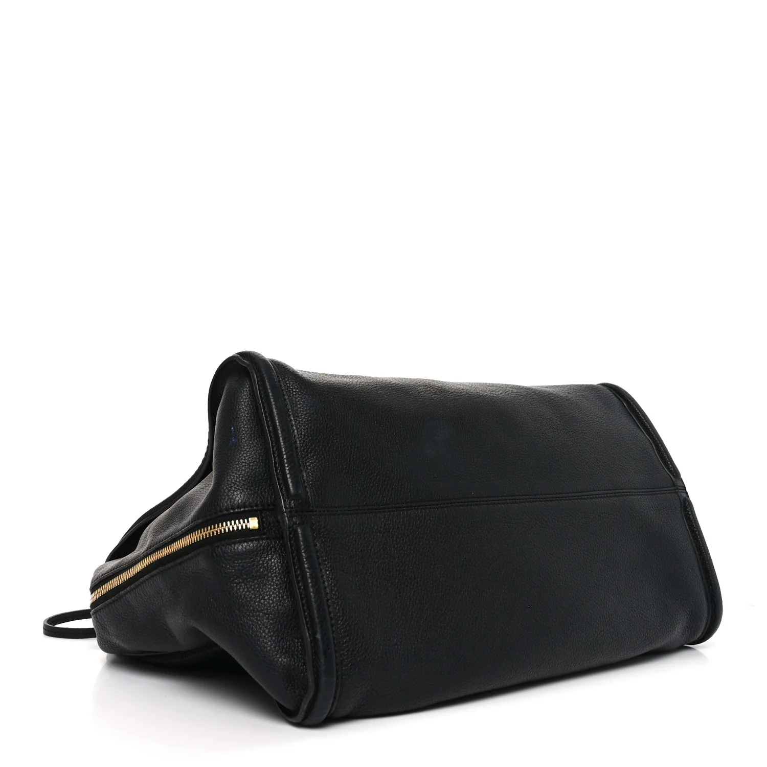 Pebbled Calfskin Large Skull Padlock Zip Around Tote Black - Image 4