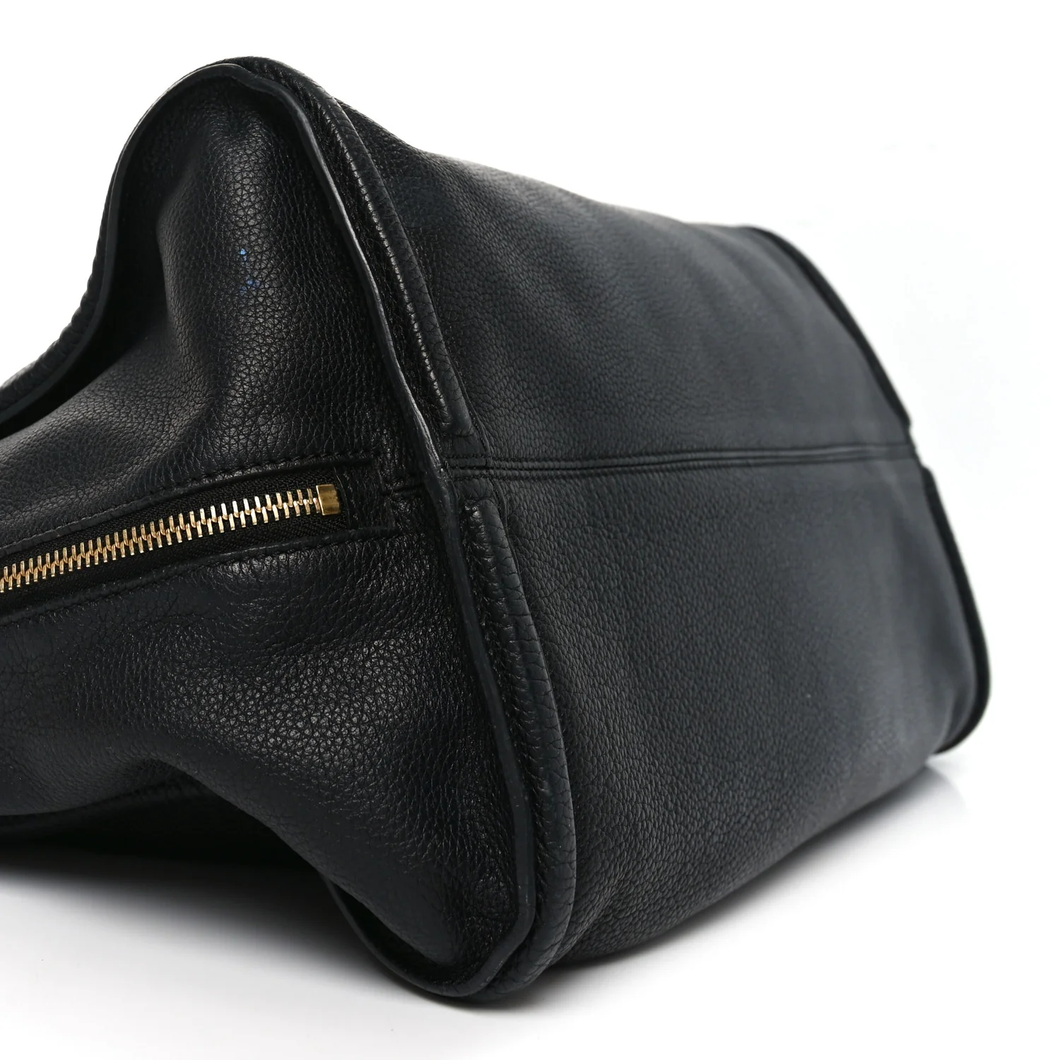 Pebbled Calfskin Large Skull Padlock Zip Around Tote Black - Image 9