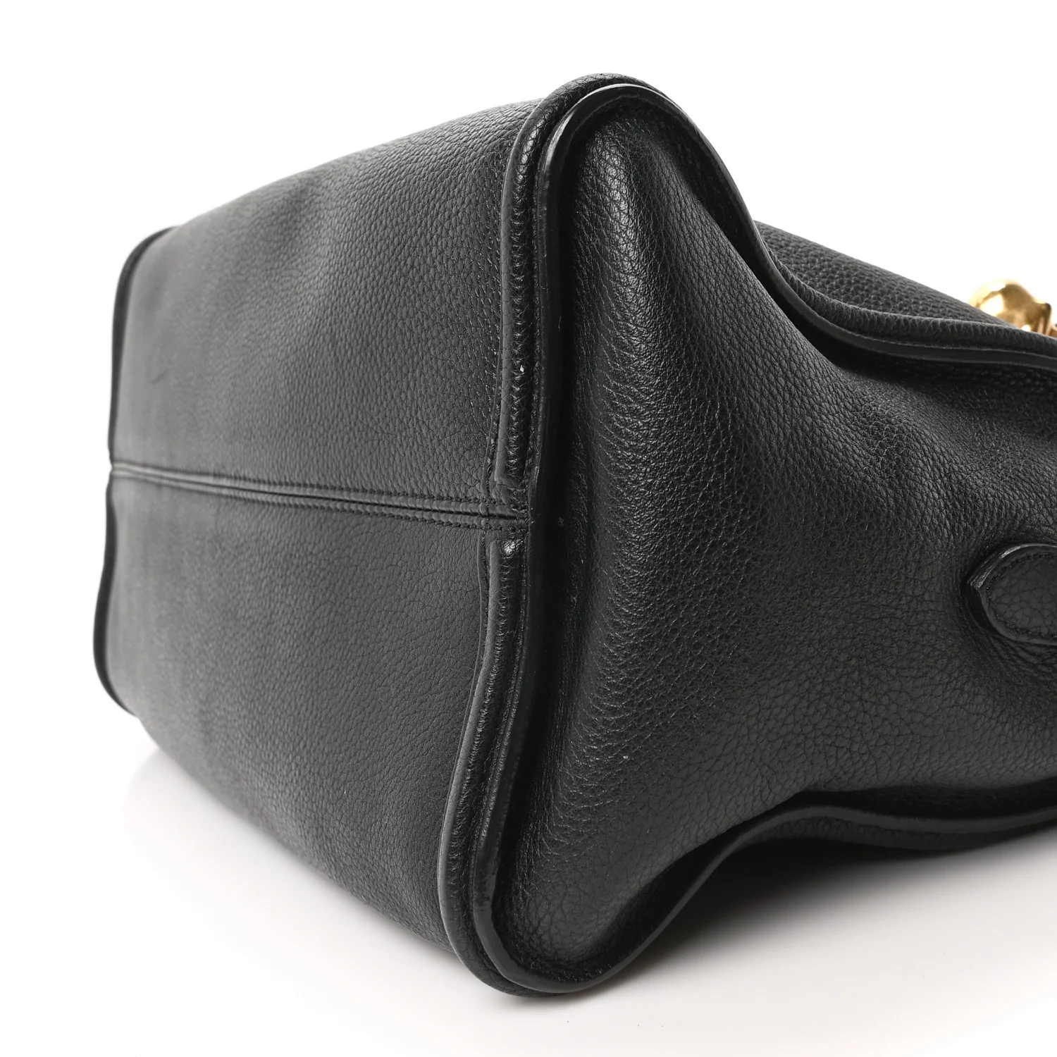 Pebbled Calfskin Small Skull Padlock Zip Around Tote Black - Image 10