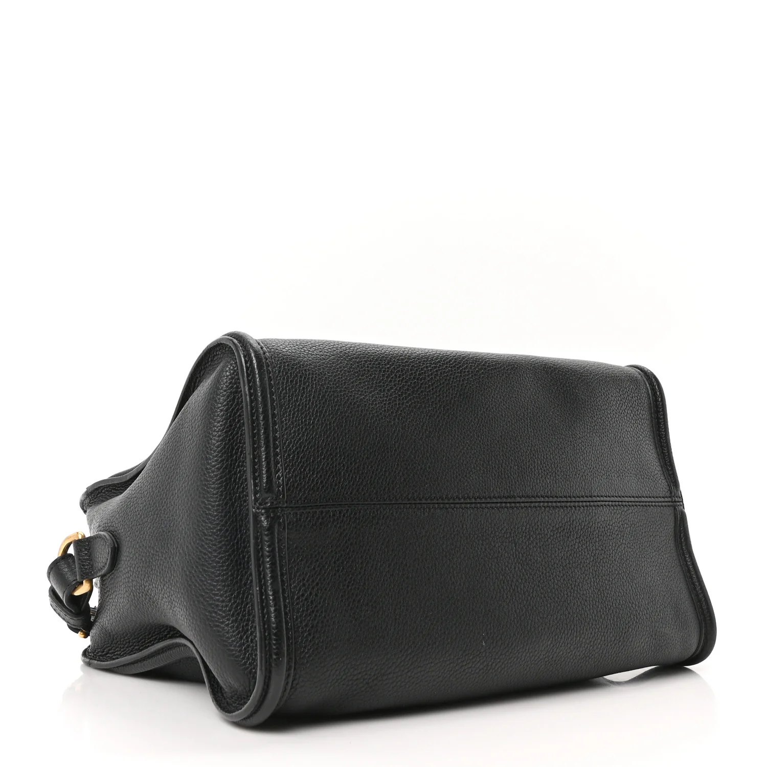 Pebbled Calfskin Small Skull Padlock Zip Around Tote Black - Image 4