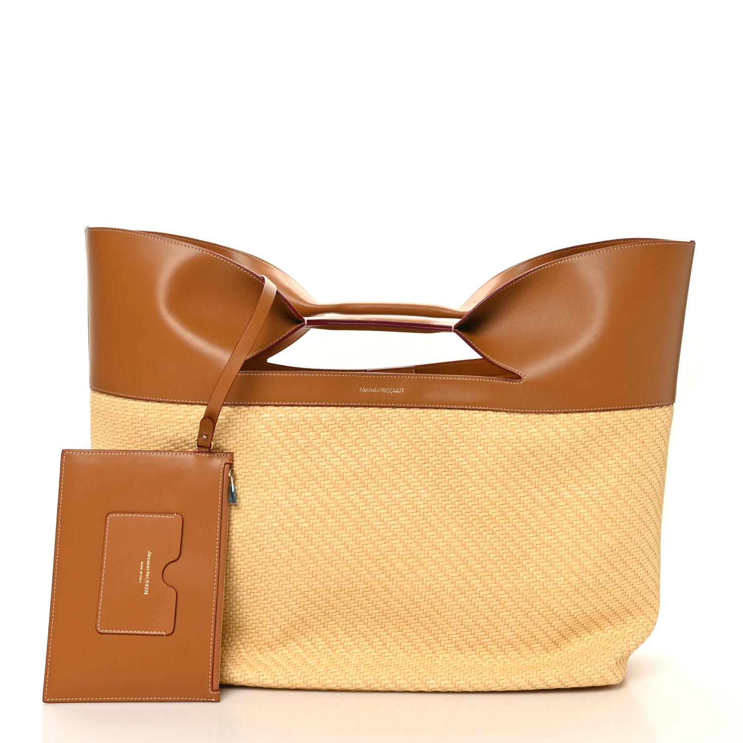Raffia Calfskin Large The Bow Bag Natural Tan - Image 2