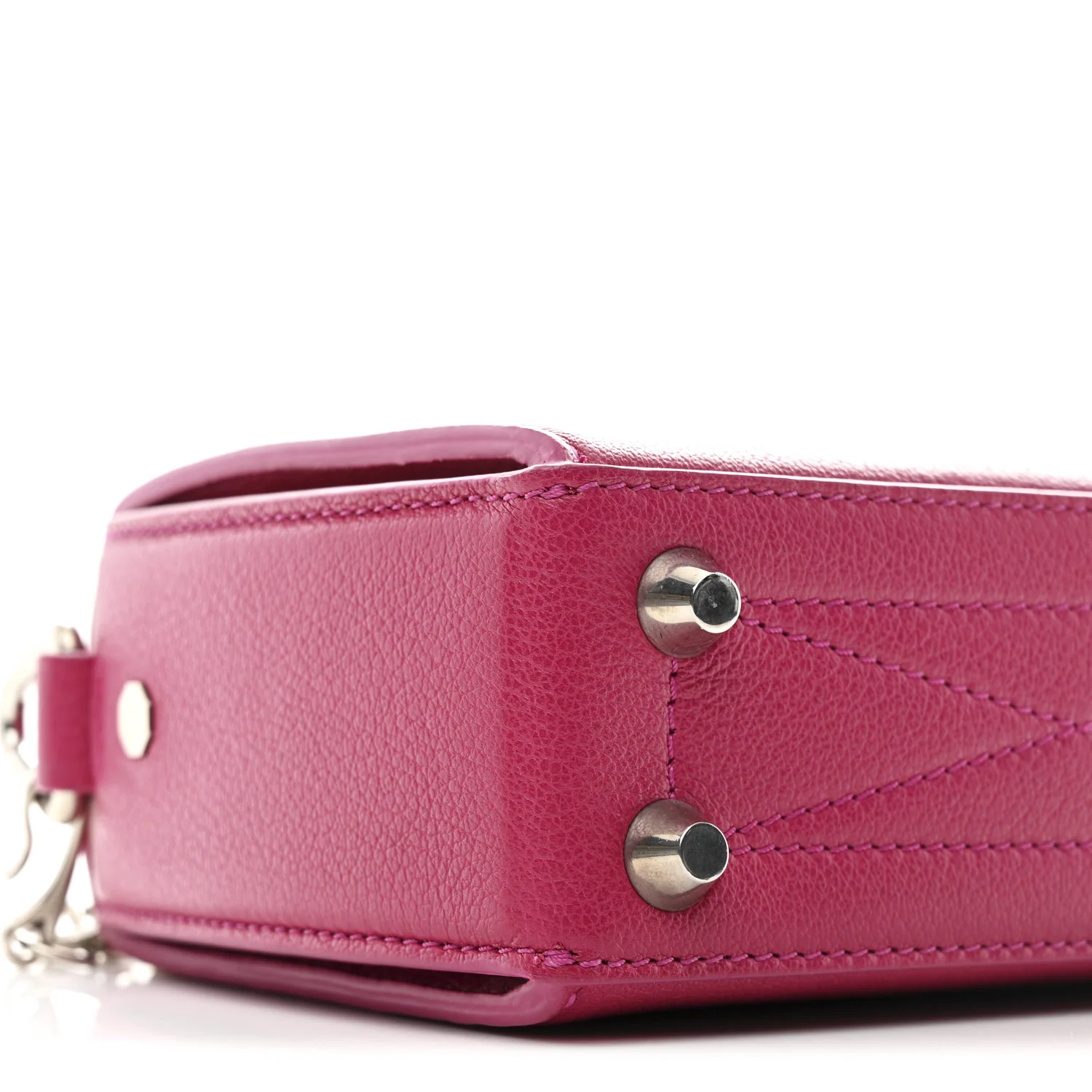 Silky Amish Grain Calfskin Box Shoulder Bag 19 Pink - Image 10