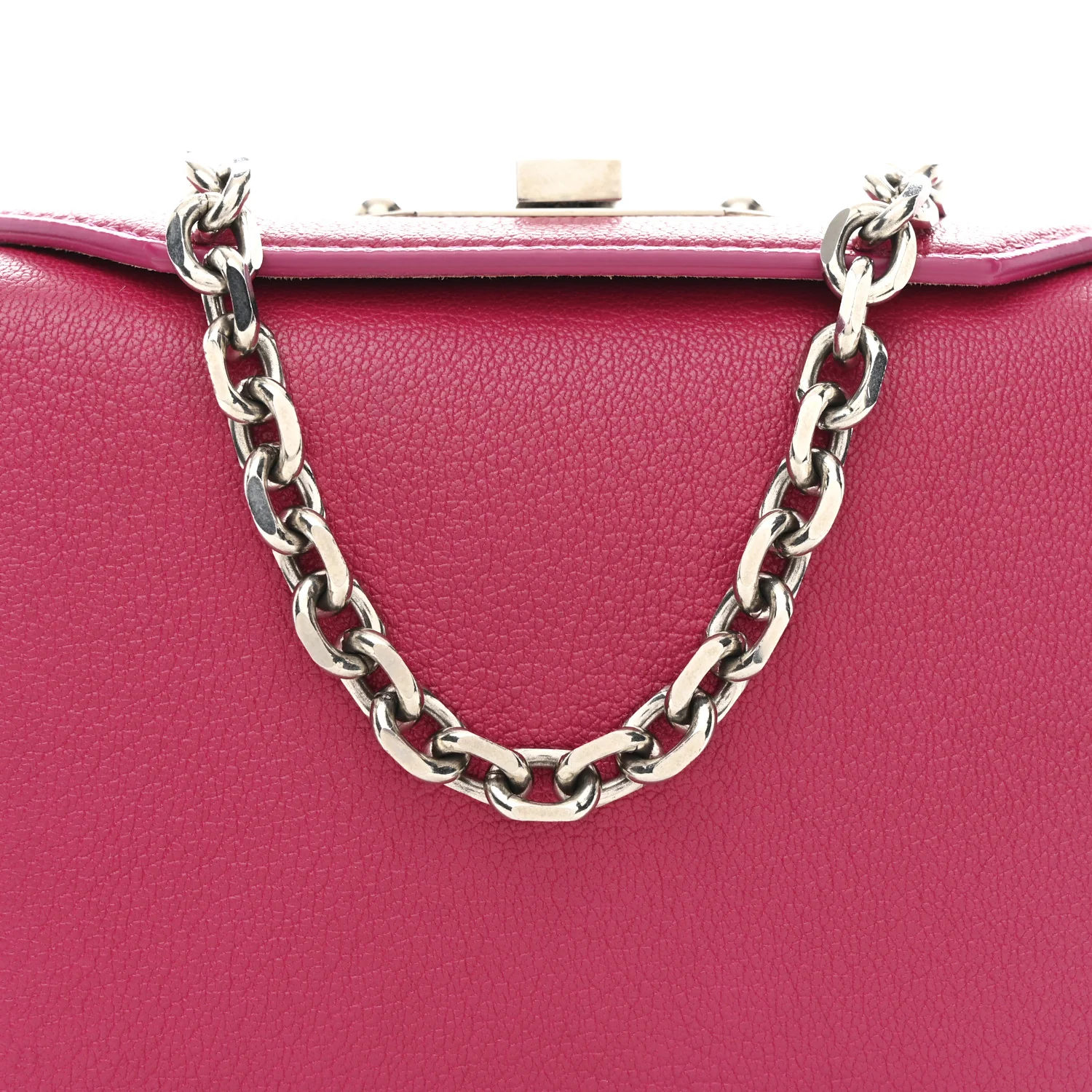 Silky Amish Grain Calfskin Box Shoulder Bag 19 Pink - Image 9