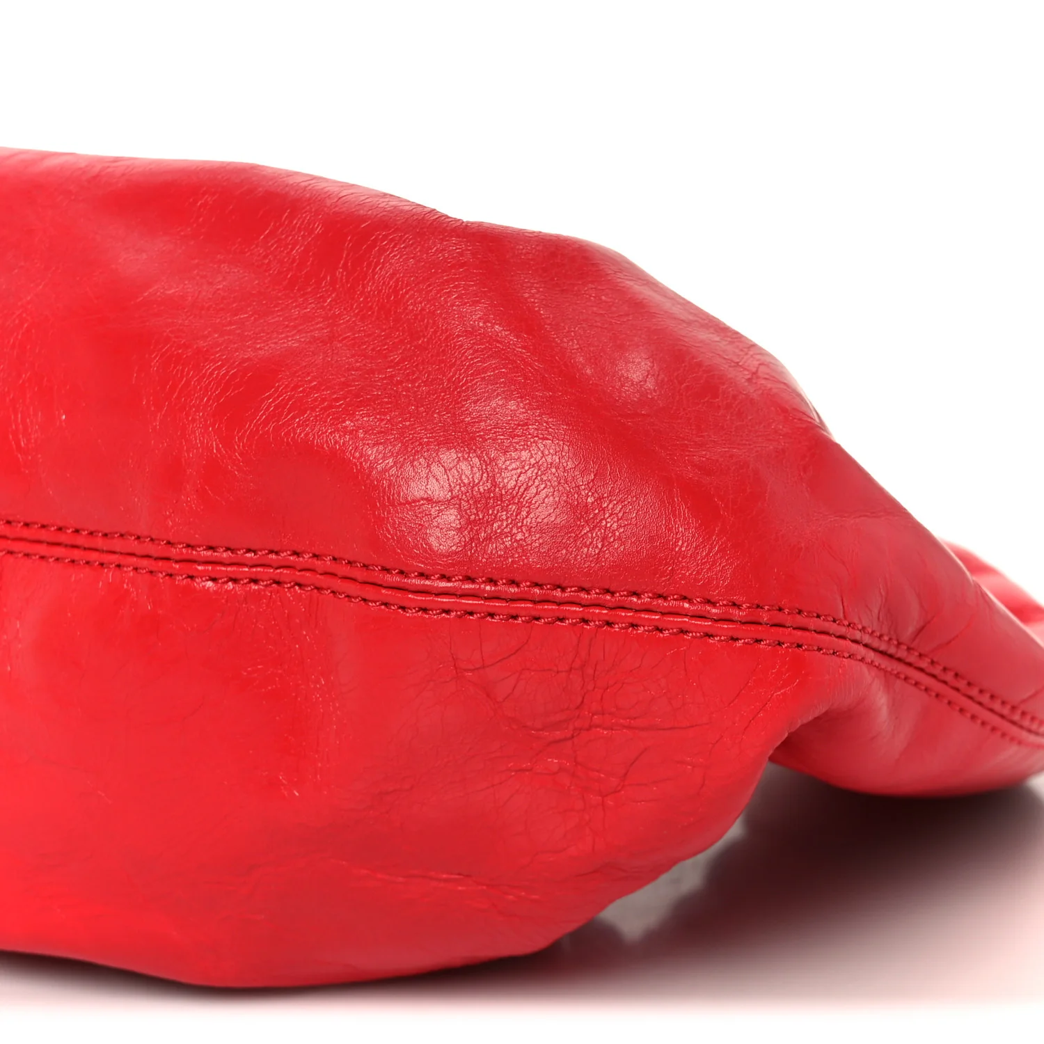 Crackle Patent Calfskin Small Handle Crescent Bag Flame Red - Image 10