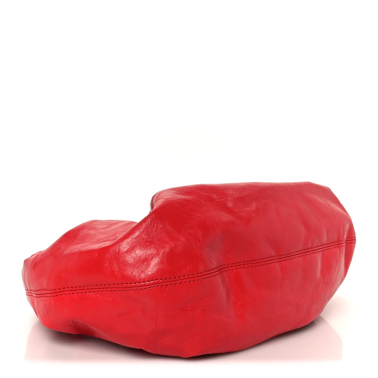 Crackle Patent Calfskin Small Handle Crescent Bag Flame Red - Image 4