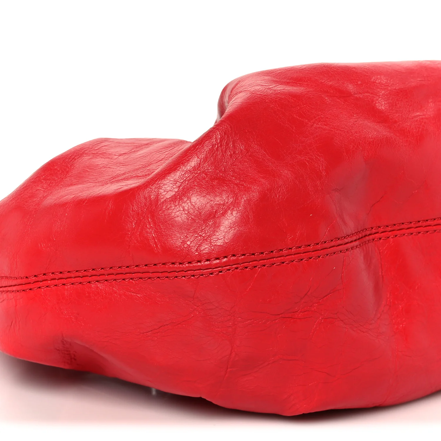 Crackle Patent Calfskin Small Handle Crescent Bag Flame Red - Image 9