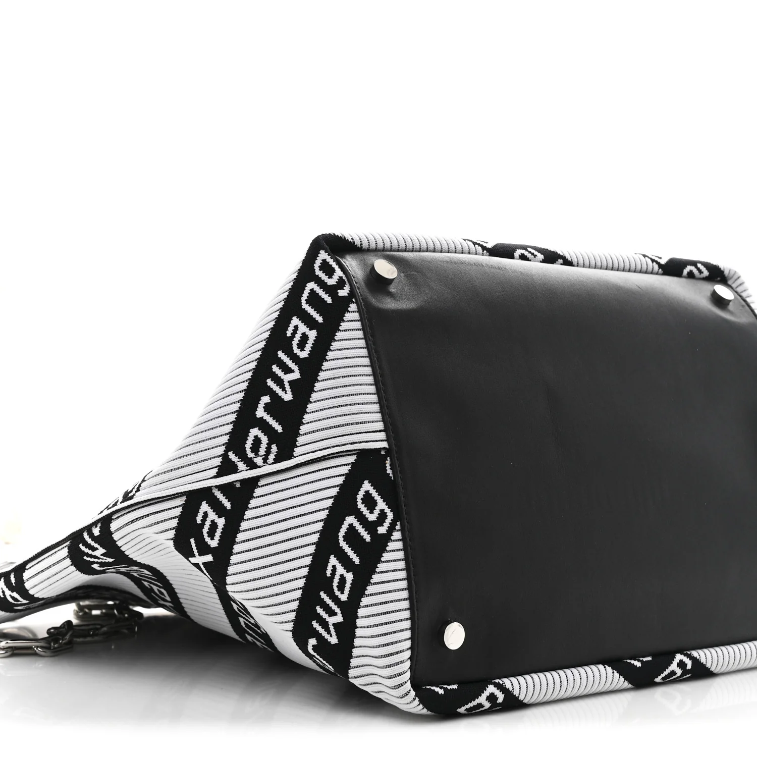 Knit Jacquard Diagonal Logo Roxy Tote White Black - Image 10