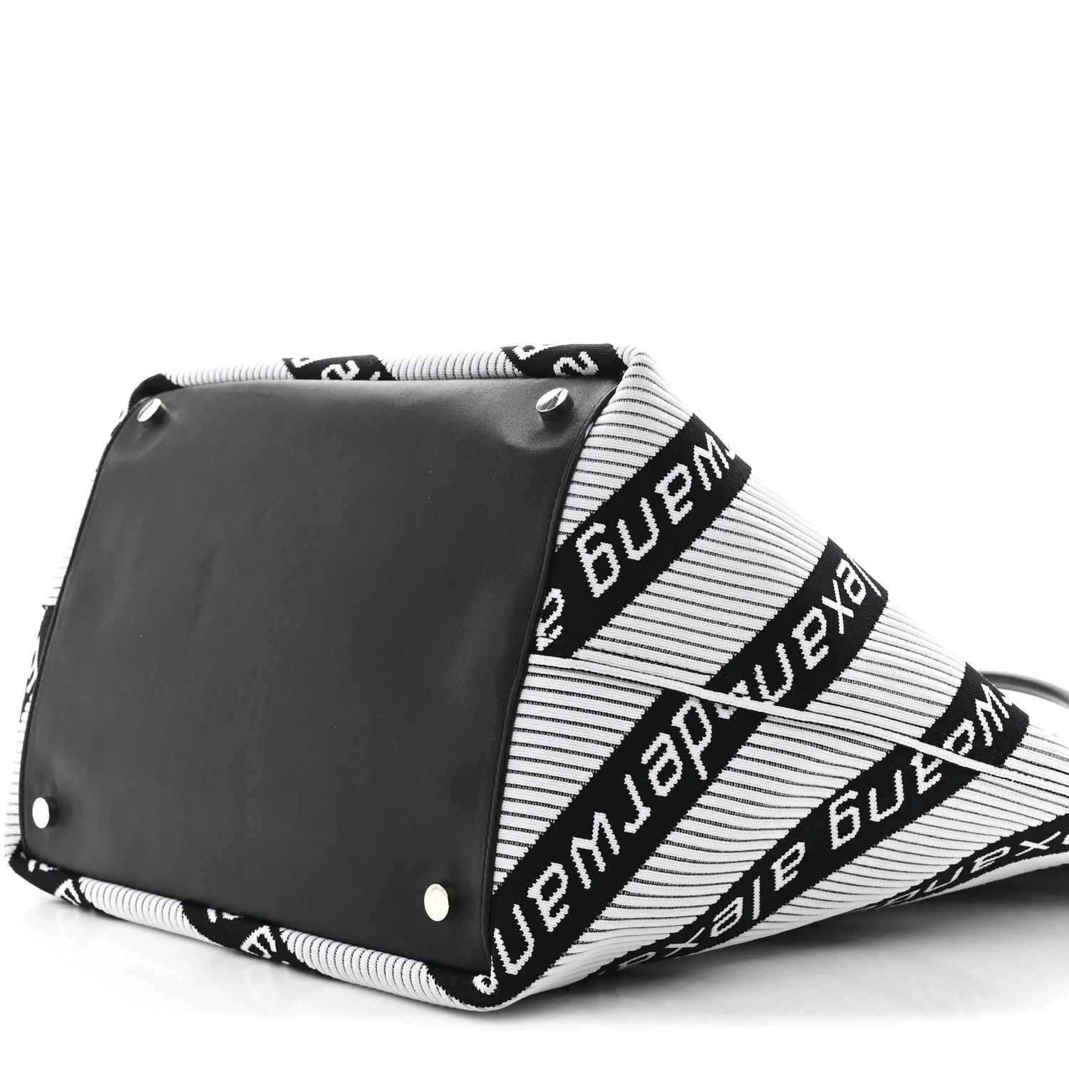 Knit Jacquard Diagonal Logo Roxy Tote White Black - Image 11