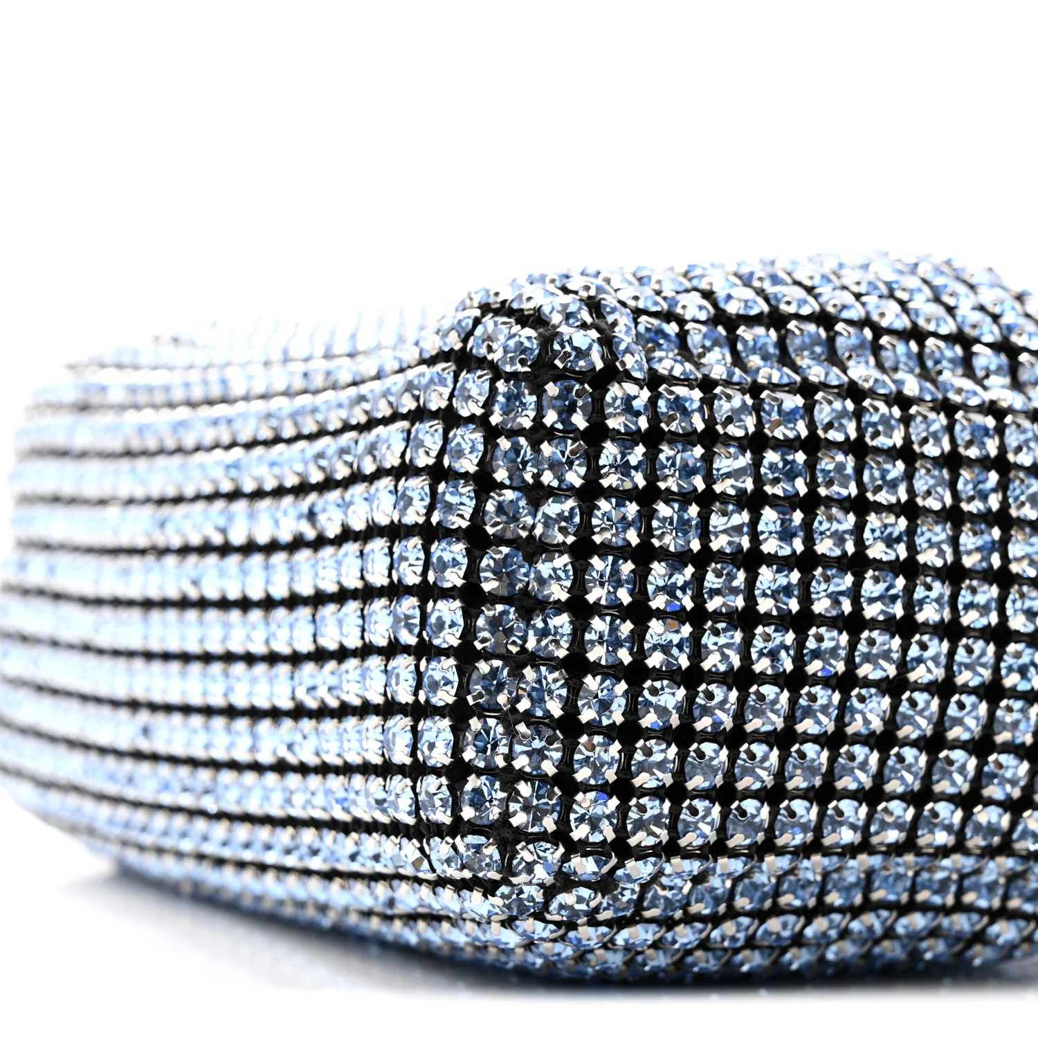 Mesh Crystal Rhinestone Mini Heiress Pouch Baby Blue - Image 10