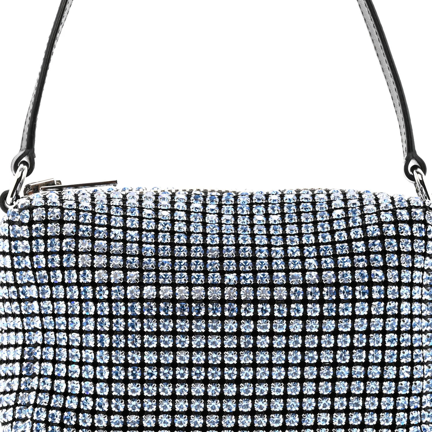 Mesh Crystal Rhinestone Mini Heiress Pouch Baby Blue - Image 8