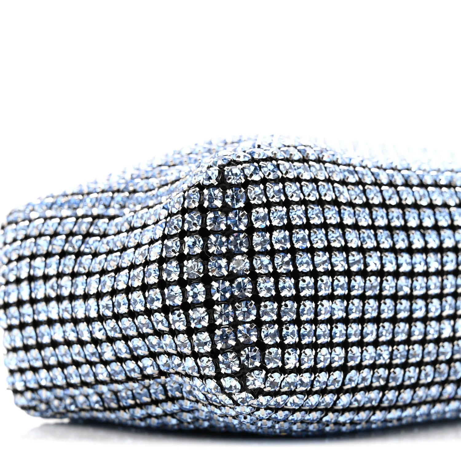 Mesh Crystal Rhinestone Mini Heiress Pouch Baby Blue - Image 9