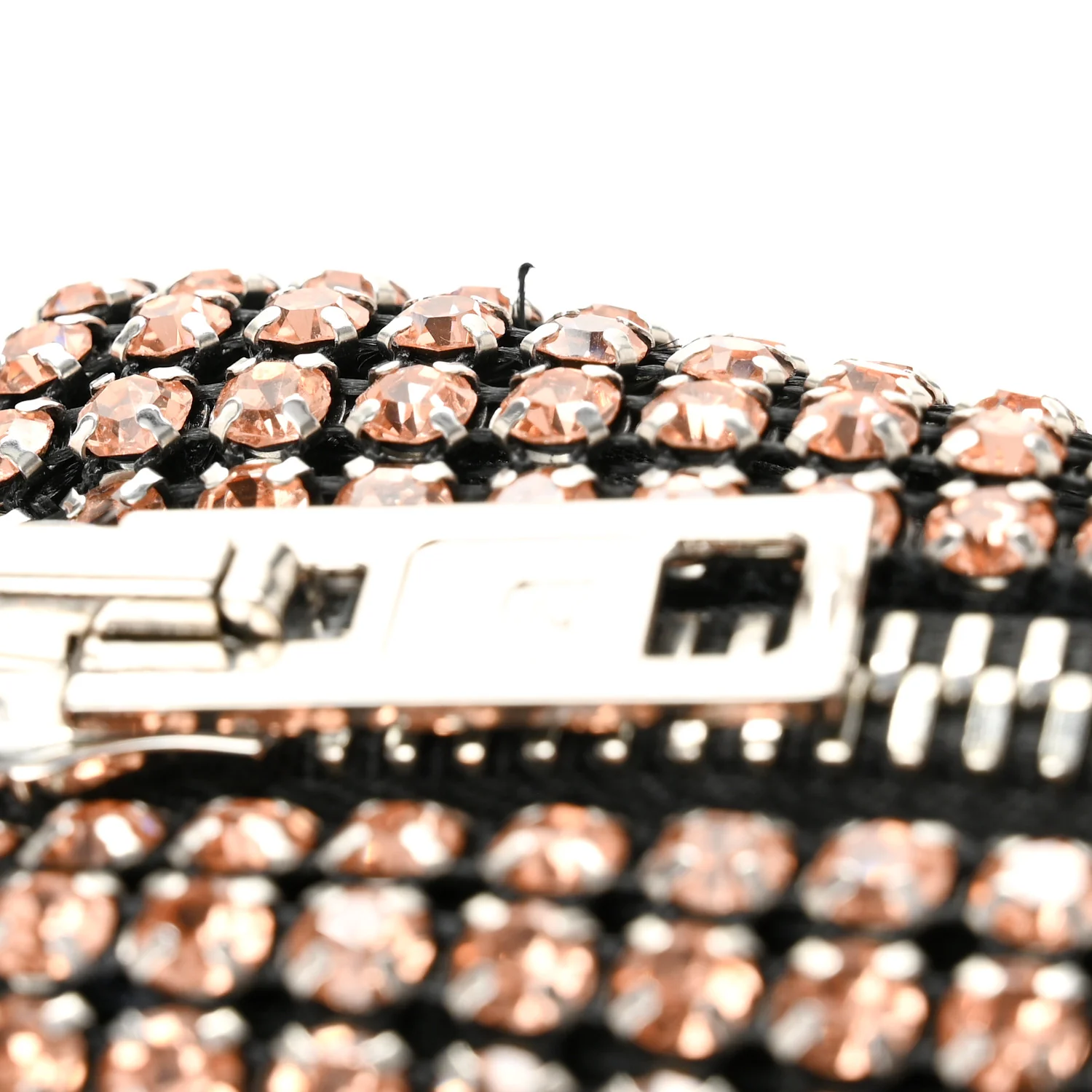 Mesh Crystal Rhinestone Mini Heiress Pouch Faded Neon Orange - Image 10