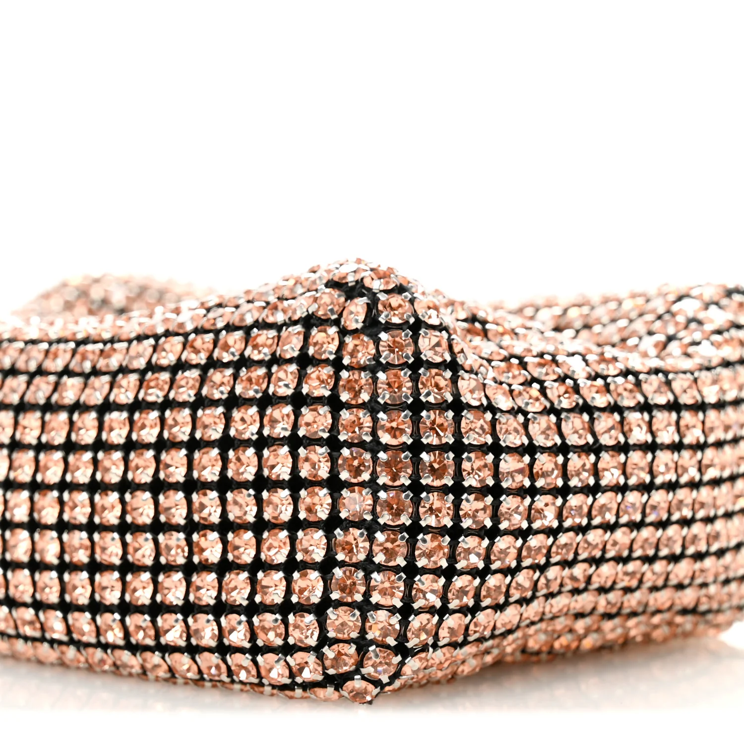 Mesh Crystal Rhinestone Mini Heiress Pouch Faded Neon Orange - Image 9