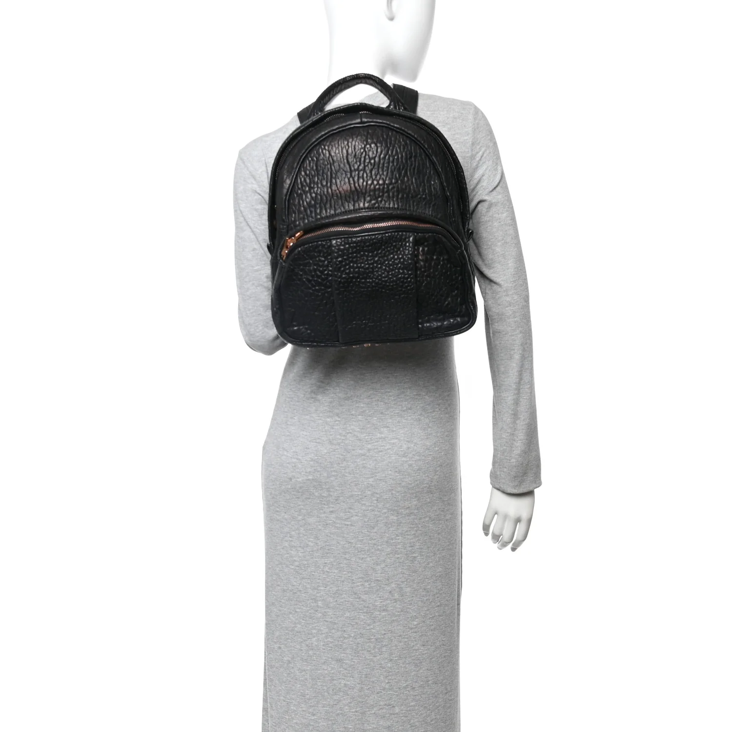 Pebbled Lambskin Dumbo Backpack Black Rose Gold Hardware - Image 2