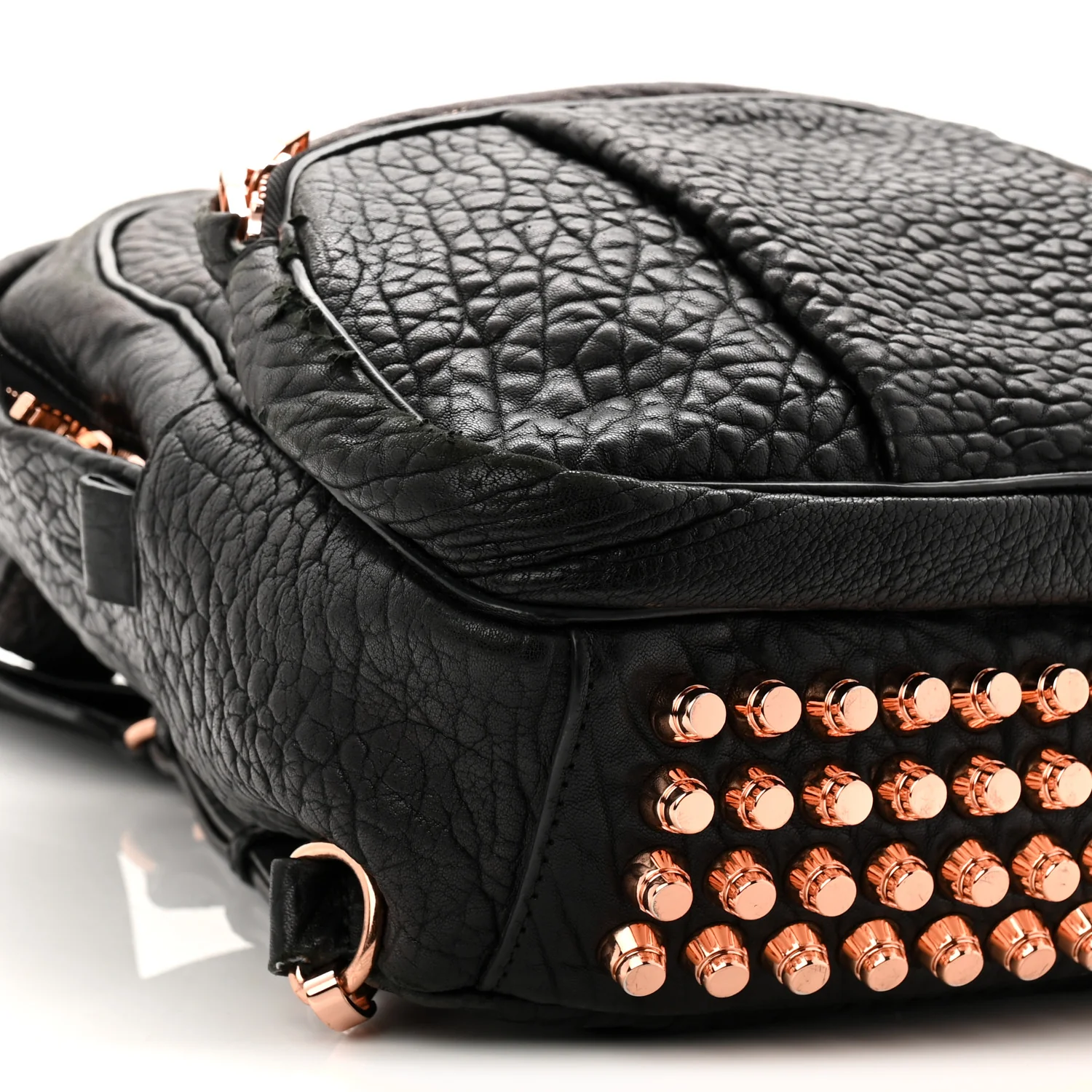 Pebbled Lambskin Dumbo Backpack Black Rose Gold Hardware - Image 9
