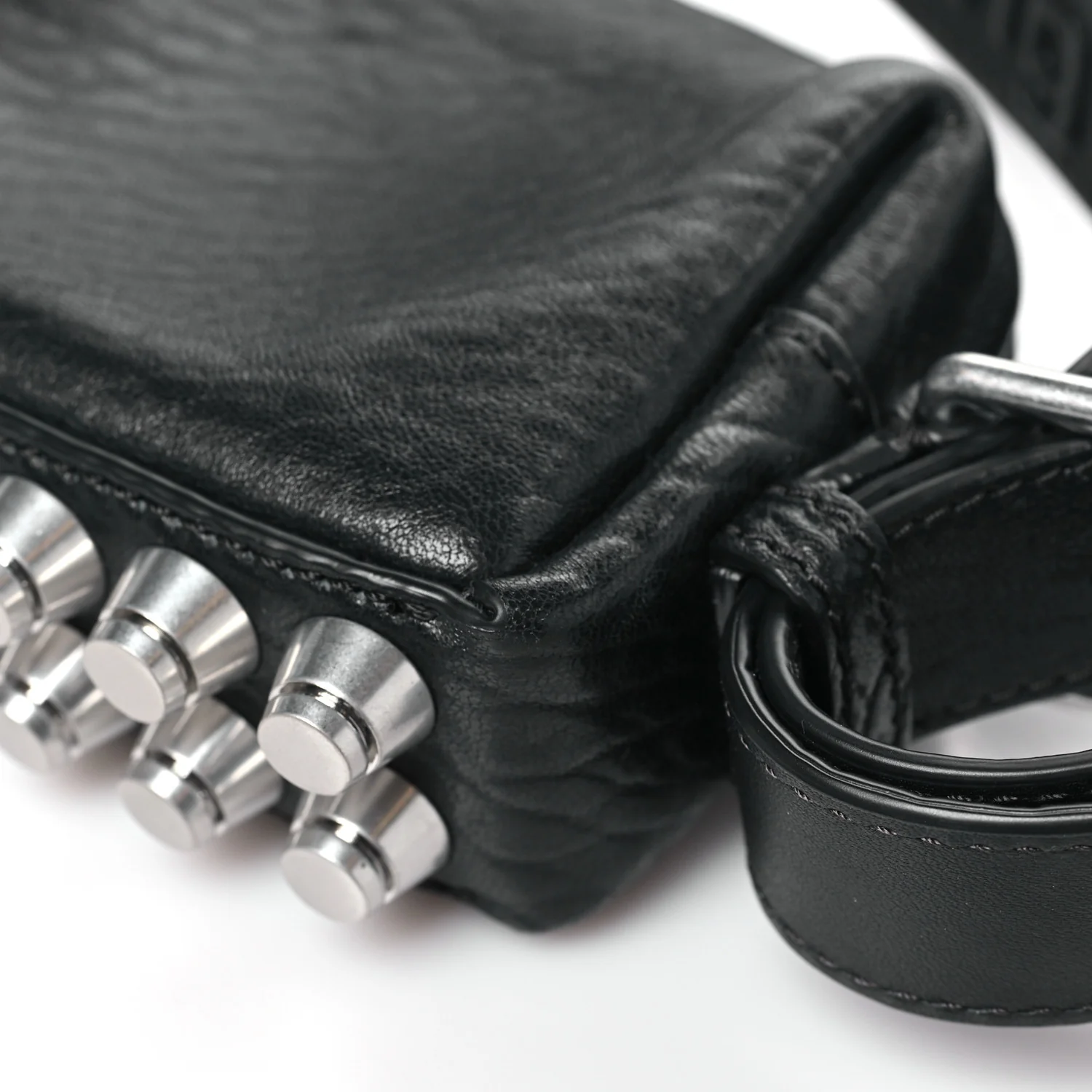 Pebbled Lambskin Mini Ricco Shoulder Bag Black - Image 9