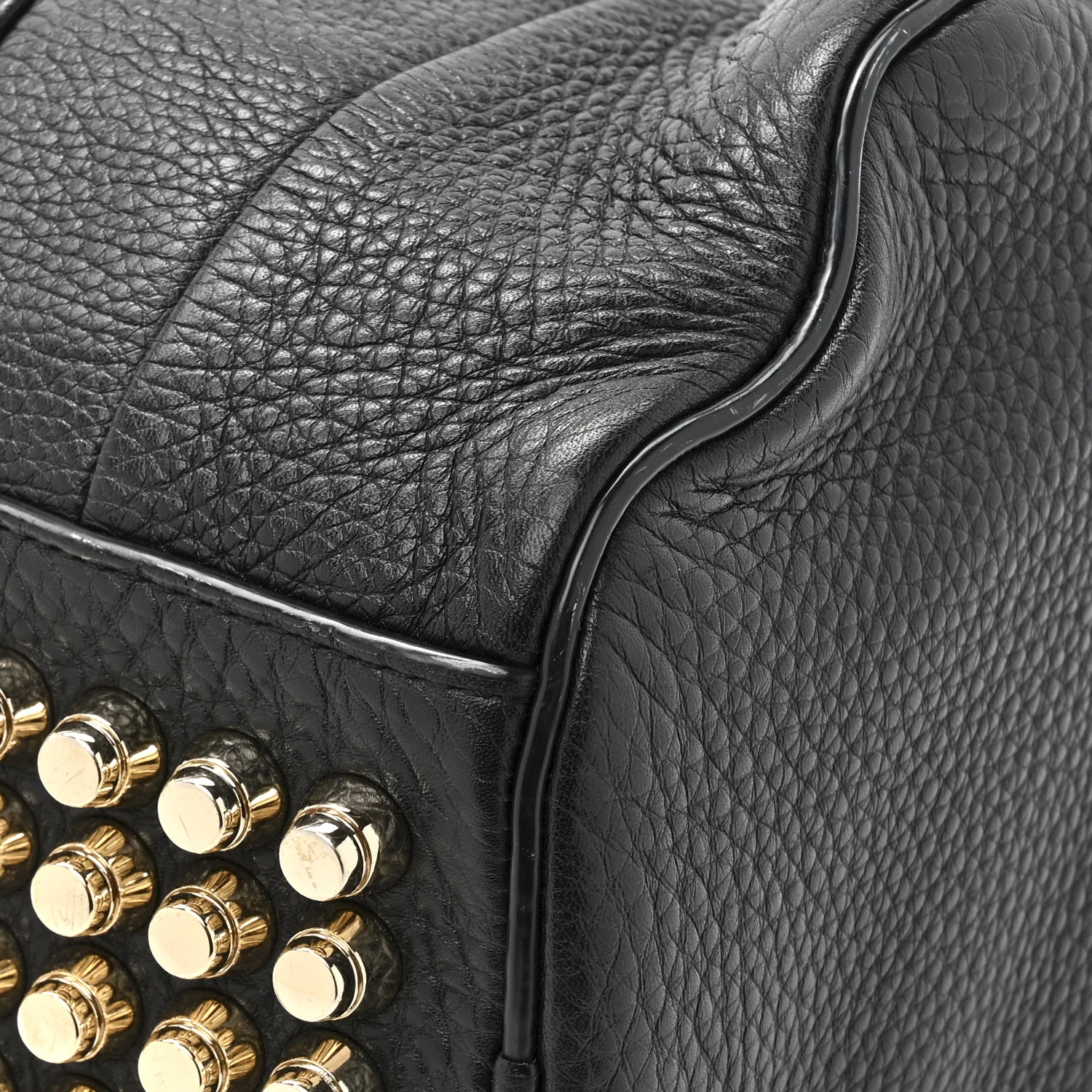 Pebbled Lambskin Rocco Black Pale Gold Hardware - Image 11