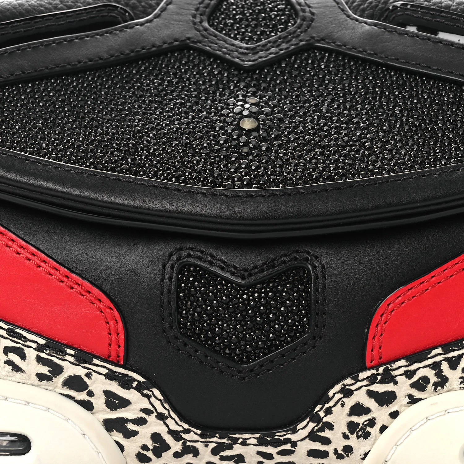 Stingray Calfskin Perforated Sneaker Clutch Black Red White - Image 9