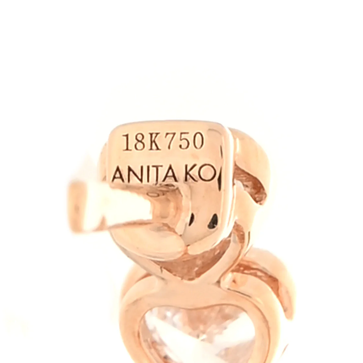 18K Rose Gold Diamond Bezel Heart Hoop Earrings - Image 4