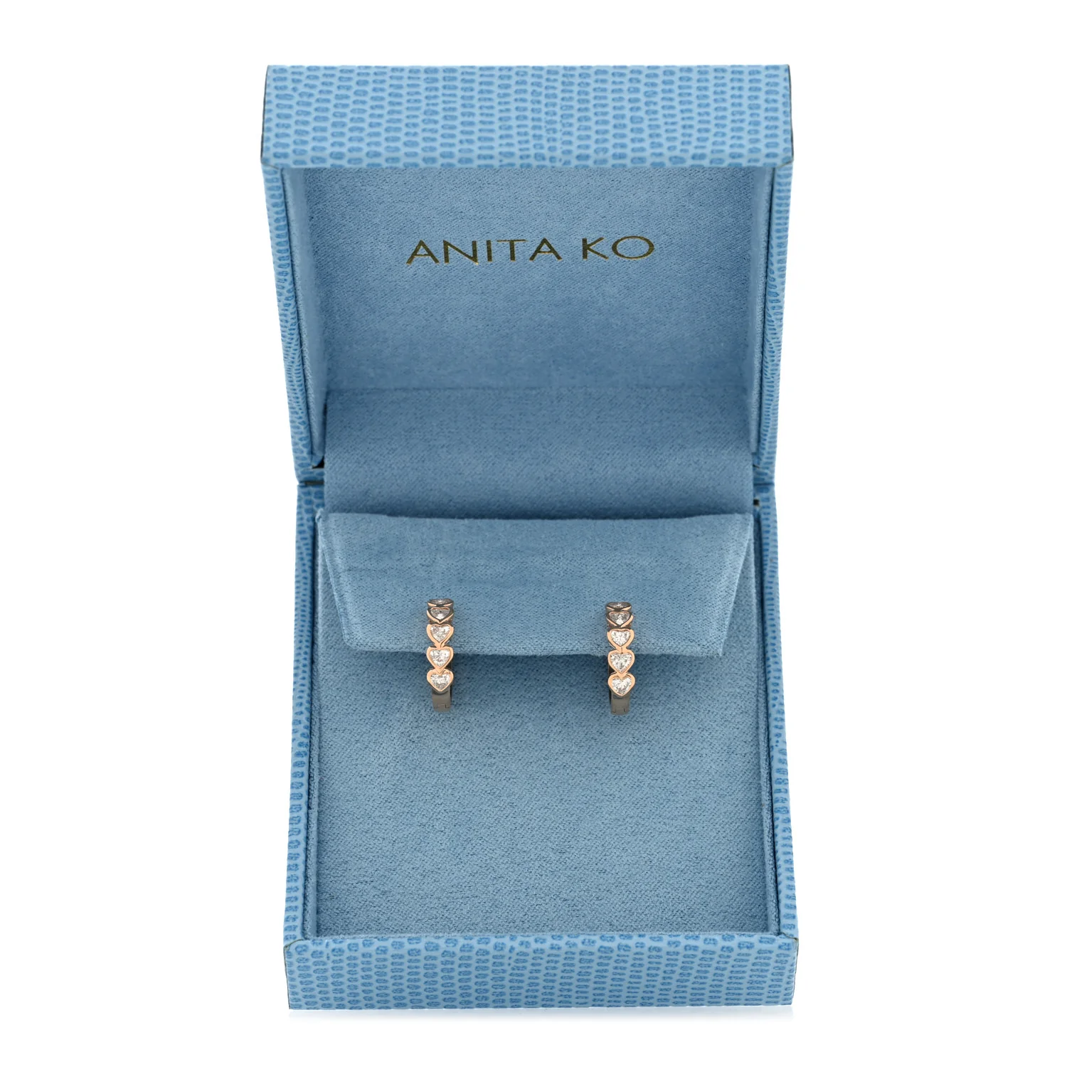 18K Rose Gold Diamond Bezel Heart Hoop Earrings - Image 5