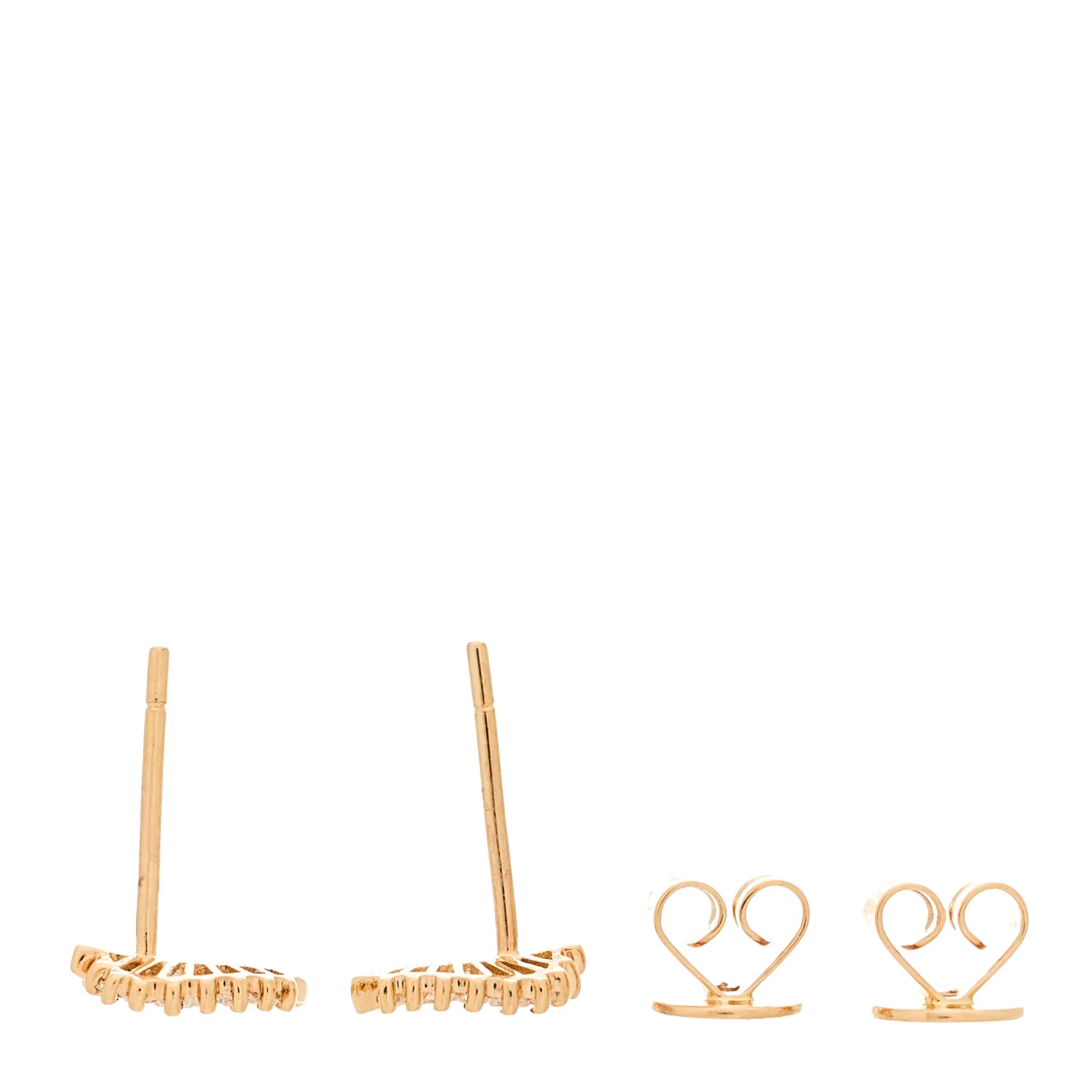 18K Rose Gold Diamond Small Palm Leaf Earrings - Image 3