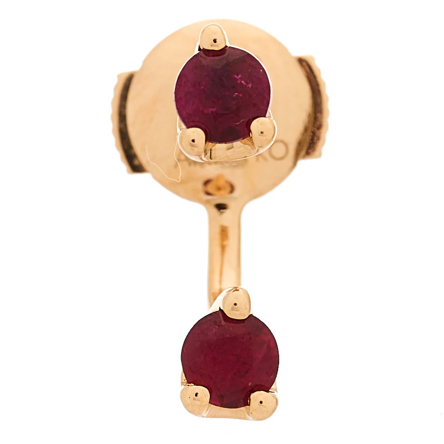 18K Rose Gold Ruby Orbit Earring - Image 3